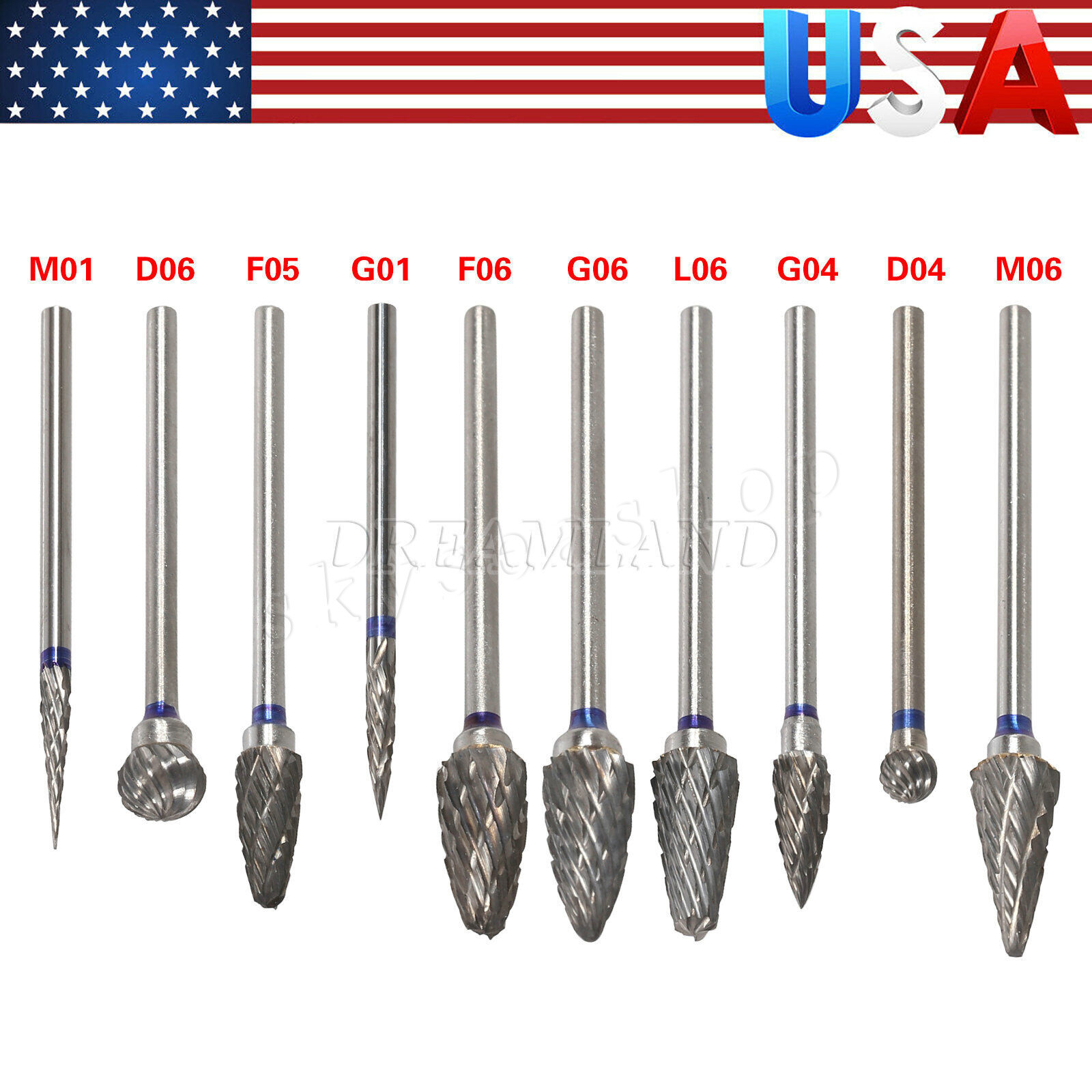 10 Pcs HP Tungsten Steel Carbide Cutter Dental Denture Burs Lab Drill Polisher P