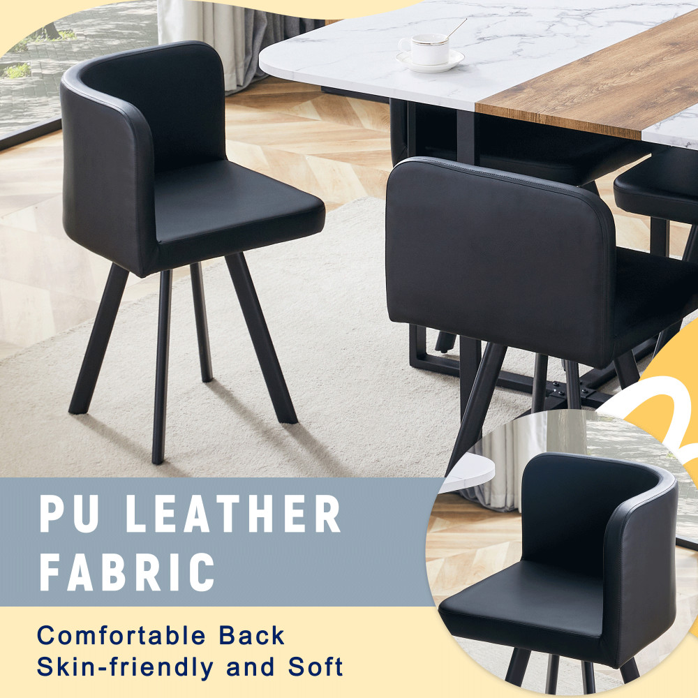Retro Faux Leather Seating Set (Set of 4 or More) – Black Oil Wax Texture