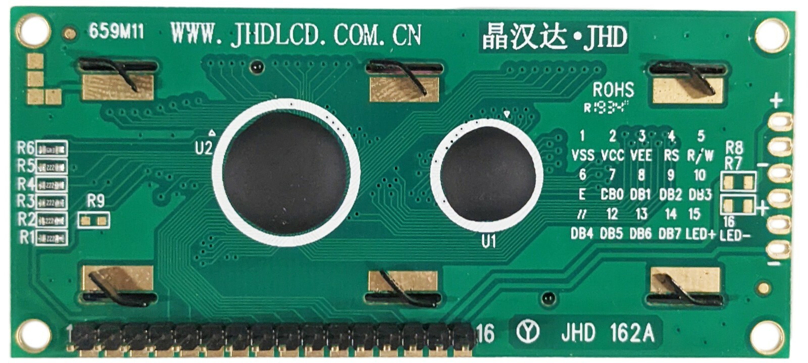 16×2 Dot Matrix LCD Module with Header Pins, Includes Driver & Controller, Me…
