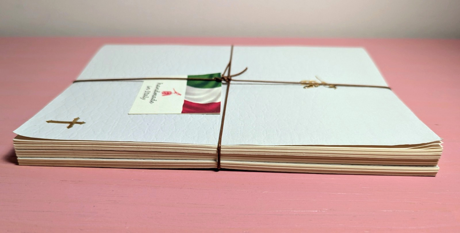 Bieffe Journal Notebook Made in Italy Set of 3 White Faux Leather Cross Logo