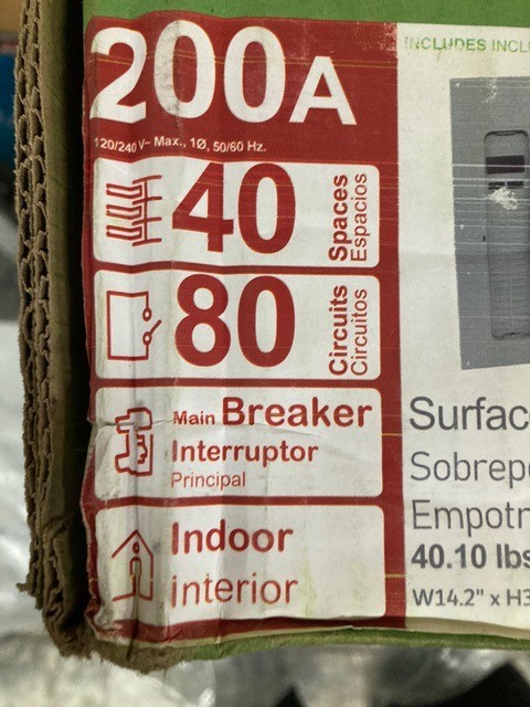 Square D Load Center HOM4080M200PQCVP Homeline 200 Amp 40 Space 80 Circuit Main