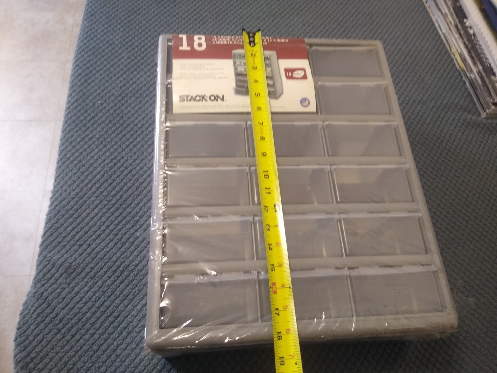 Stack-on 18 drawer plastic cabinet
