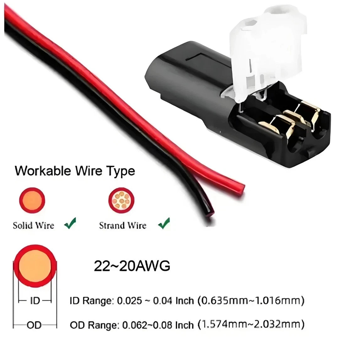 20-50pcs Double-Wire Plug-in Connector with Locking Buckle, AWG 18-22