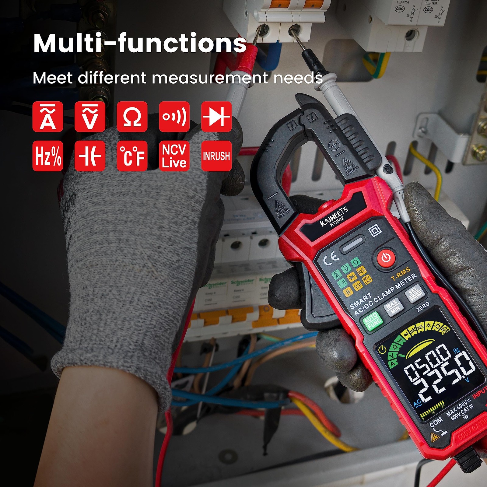 Smart Digital Clamp Meter with HD Screen, Inrush Current & Auto-Ranging
