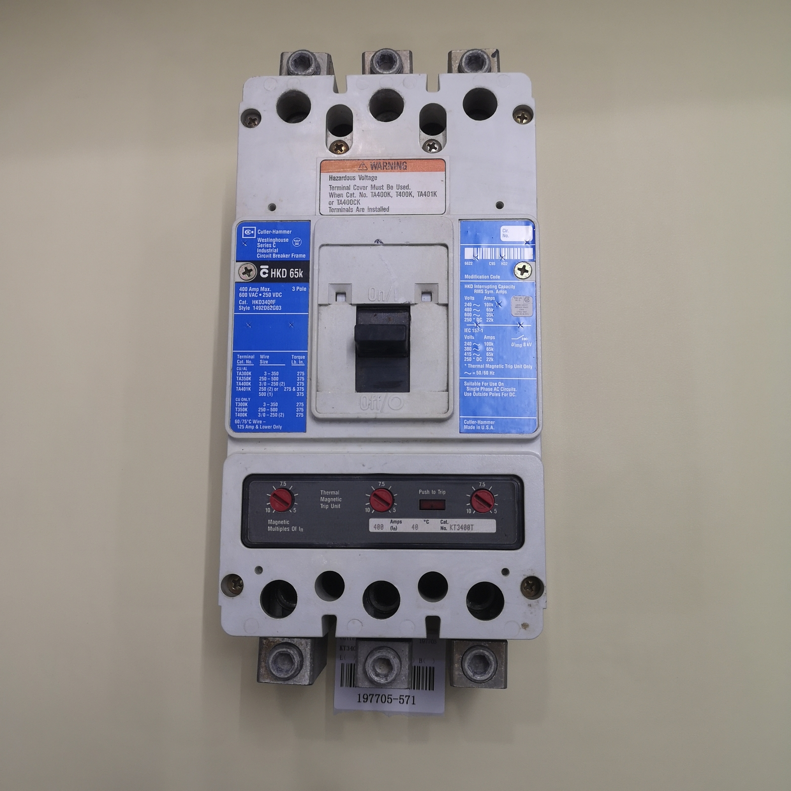 Cutler-Hammer Circuit Breaker HKD3400F