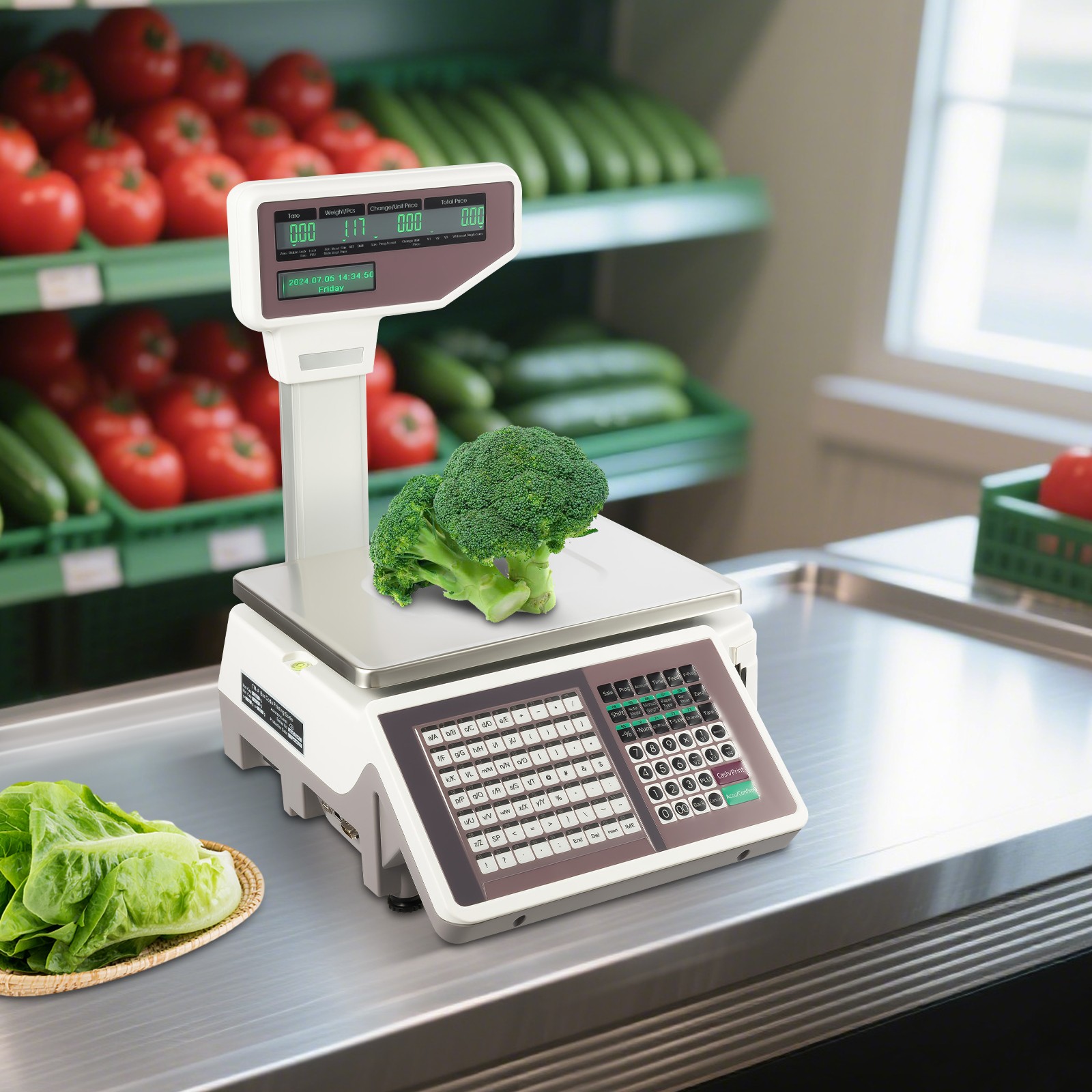 Commercial Digital Price Computing Scale with Thermal Label Printer Supermarket