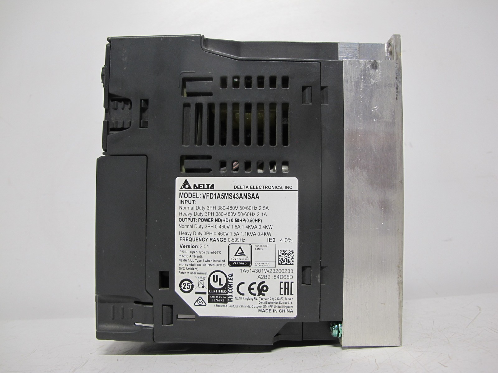 Delta VFD1A5MS43ANSAA .5 HP 480 V MS300 AC Drive 1/2 HP MS-300 0.4 KW 2.01