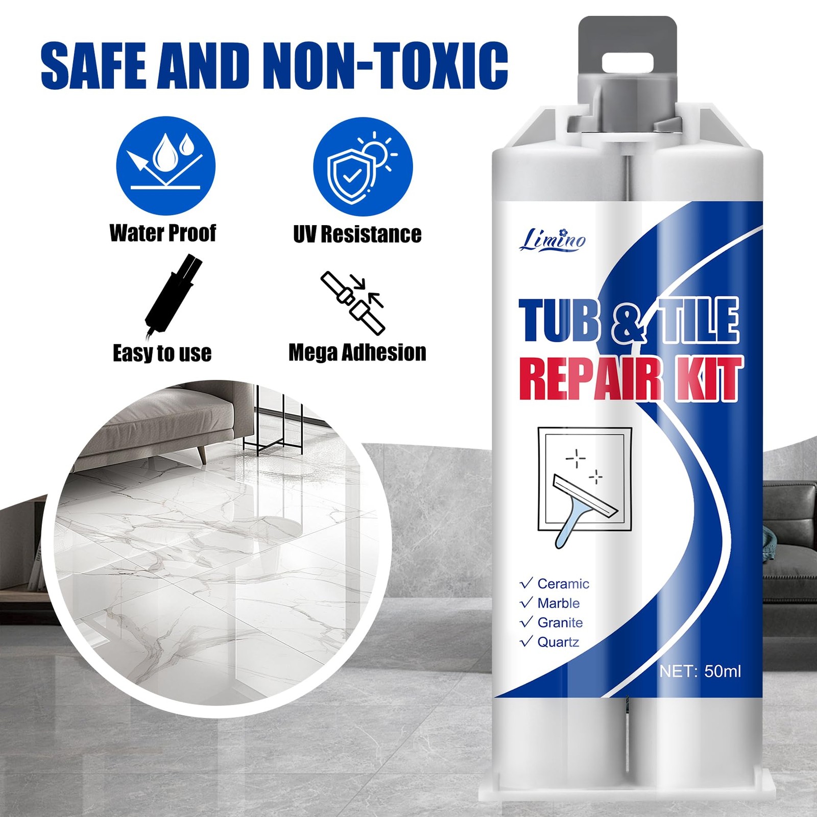 Tile Repair Kit – Porcelain for Repairing Scratches, Chips, White