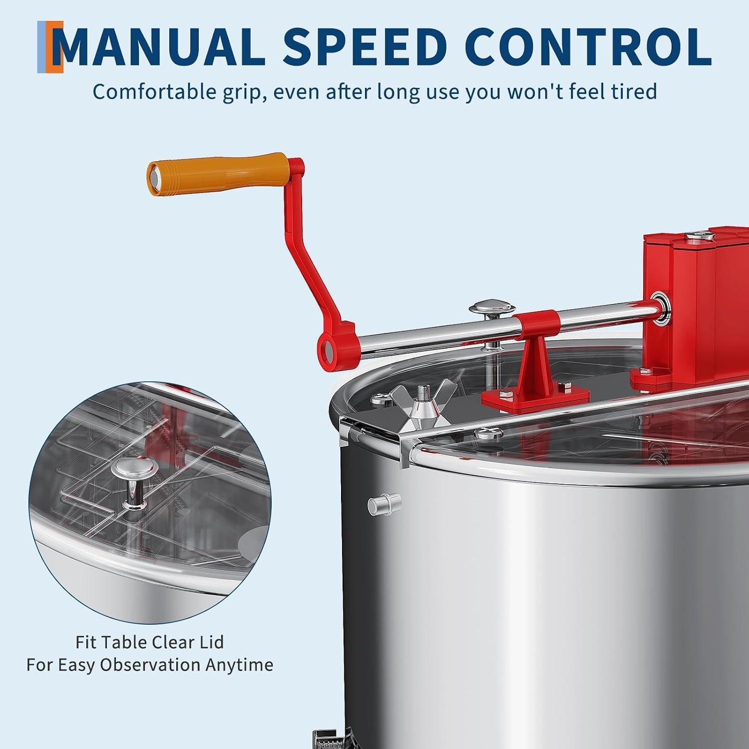 Stainless Steel Honey Extractor 2-4 Frame Manual Spinner Beekeeping Centrifuge
