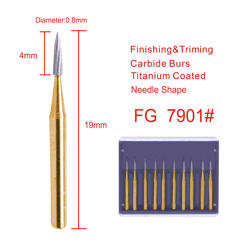 Dental Trimming/Finishing FG Gold Burs Tungsten Carbide For High Speed Handpiece