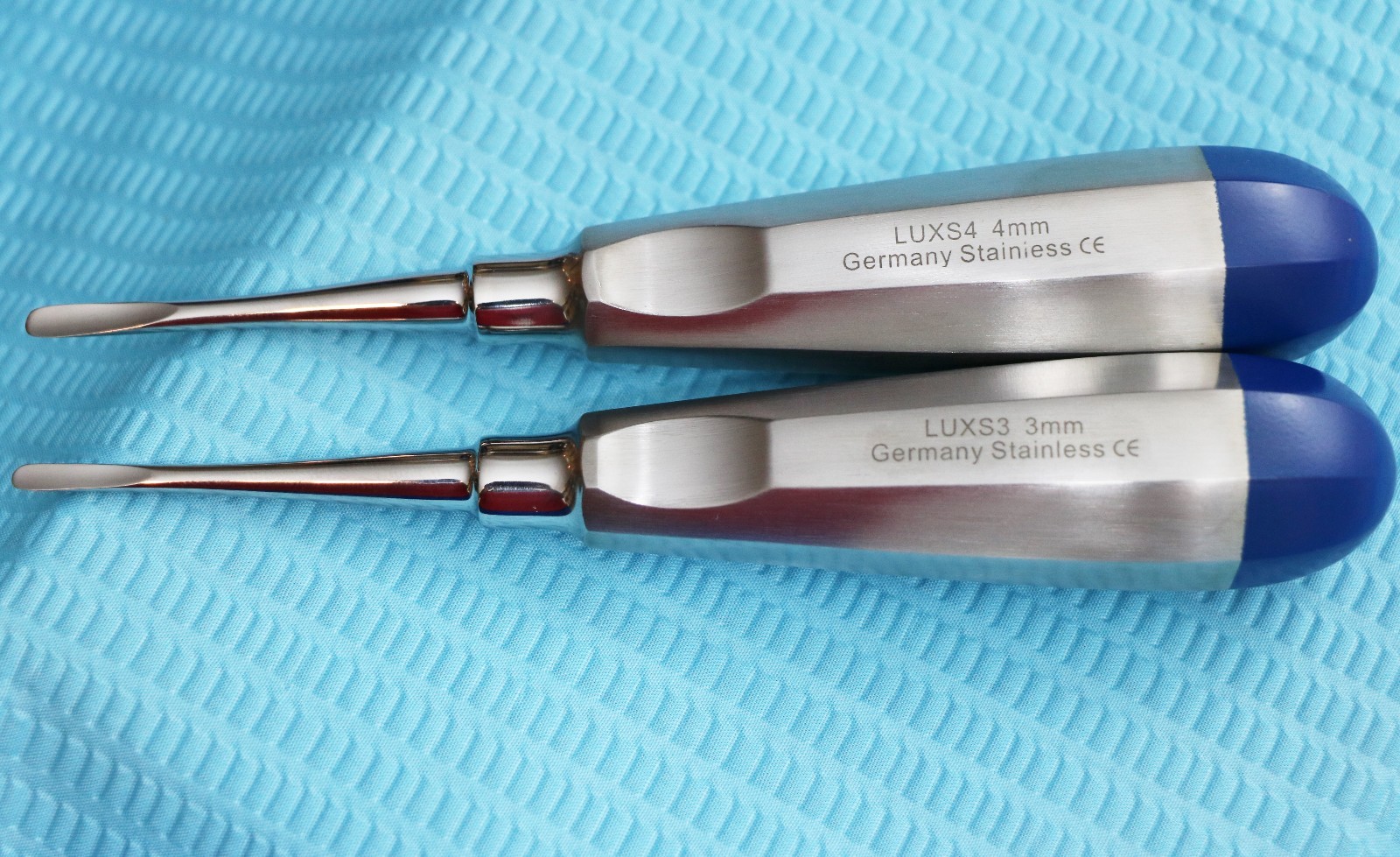 GERMAN 2 PCS STRAIGHT 3MM & 4MM DENTAL SURGERY EXTRACTION LUXATING ELEVATOR- BLU