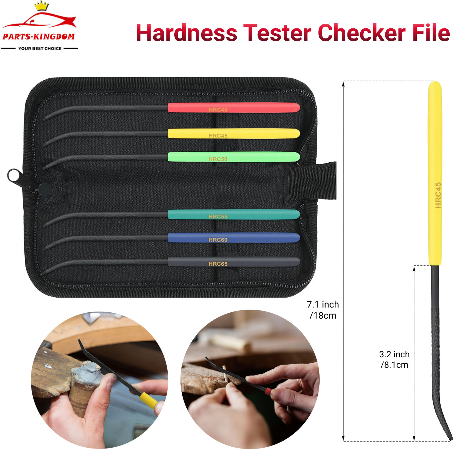 Set of 6 Hardness Tester Checker File 7.1 inch HRC40-HRC65 Hardness Tester File