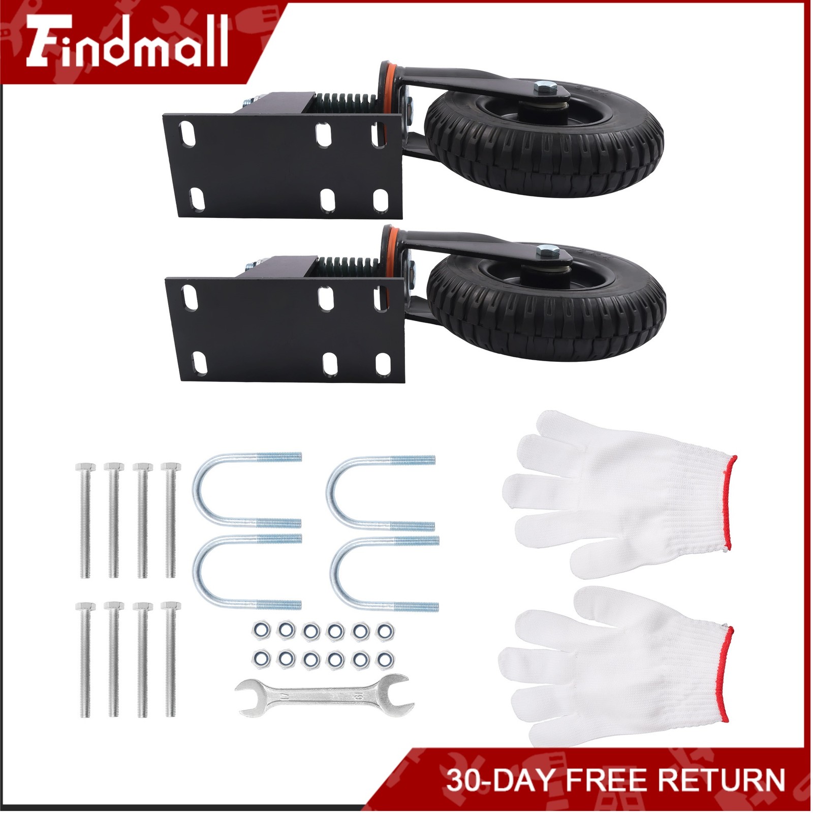 Findmall 2 Pcs Gate Casters 8″ 600Lbs (Straight/U-Bolt) Spring-Loaded Caster