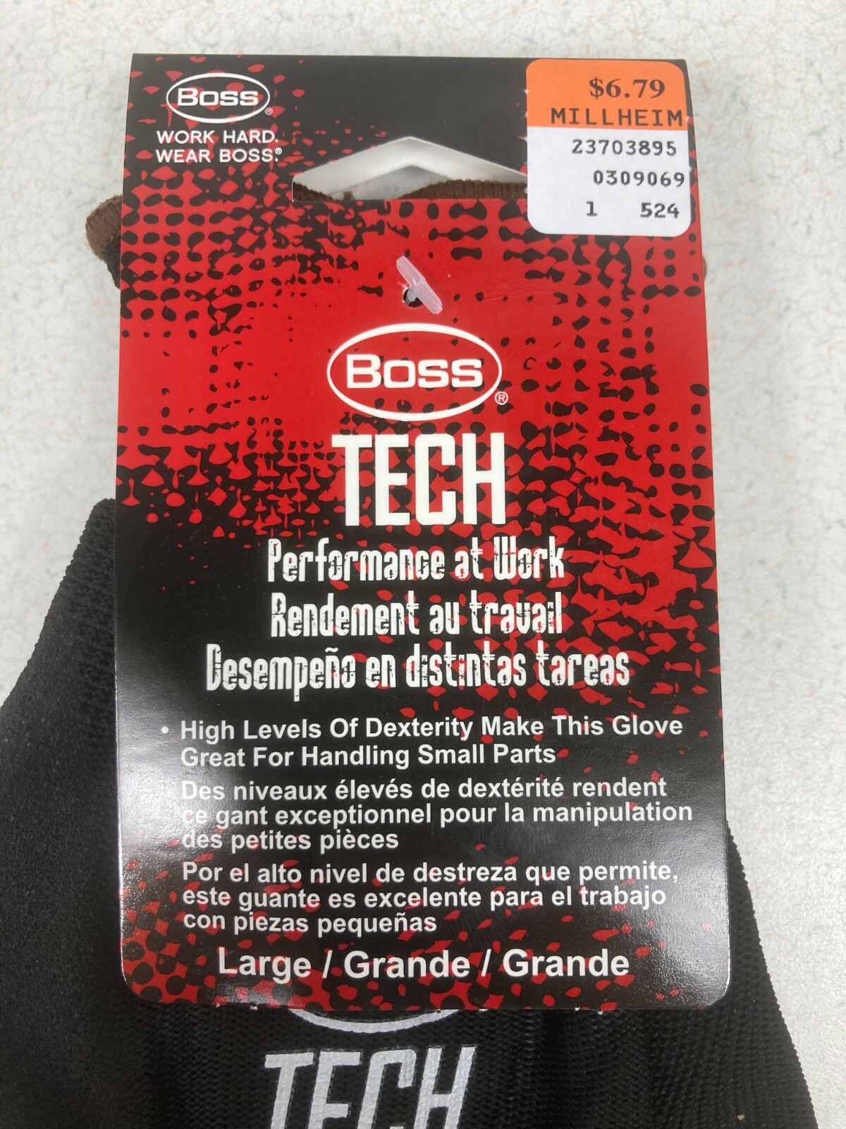 Boss Gloves. Large. Foam Nitrile Coated Palm and Fingers