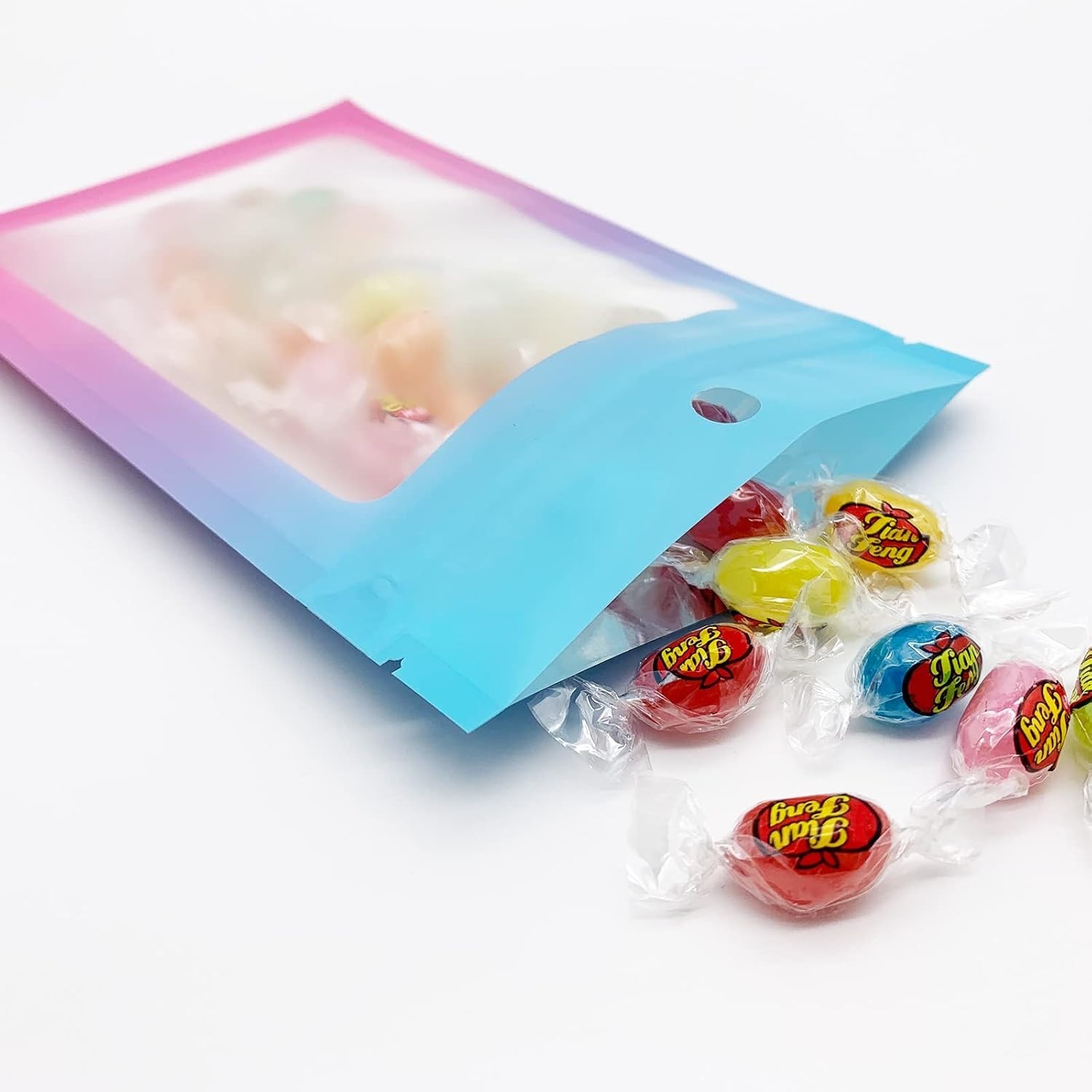 100 Pcs Gradient Colors Resealable Mylar Bags Blue Pink, 4×6 In | Zipper Foil…