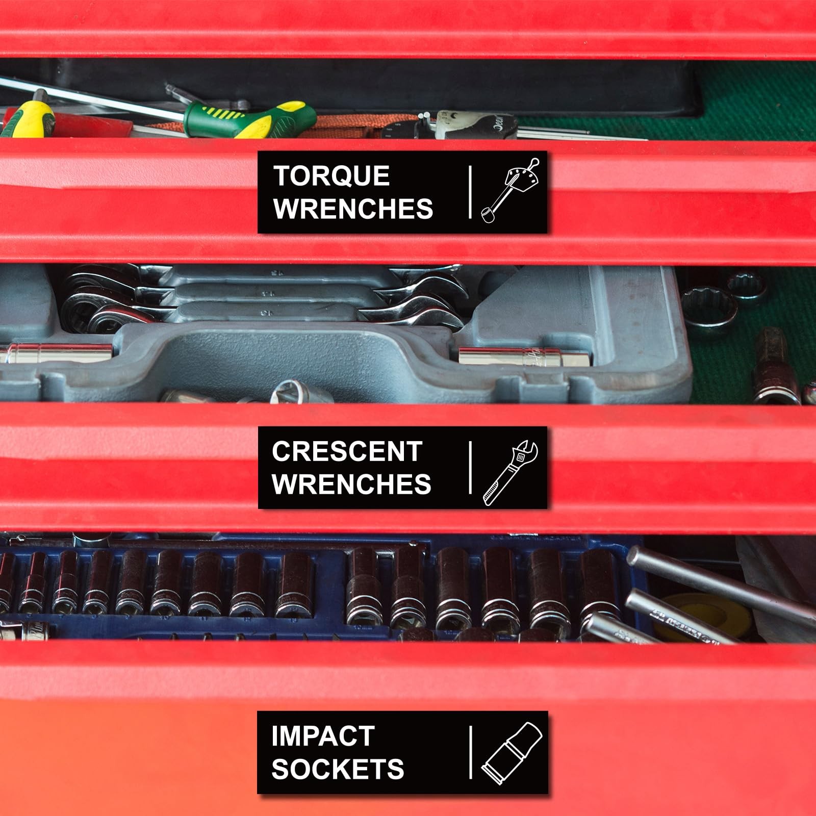 100PCS Magnetic Toolbox Labels Tool Chest Drawer Organizer Tags Pre Printed Set