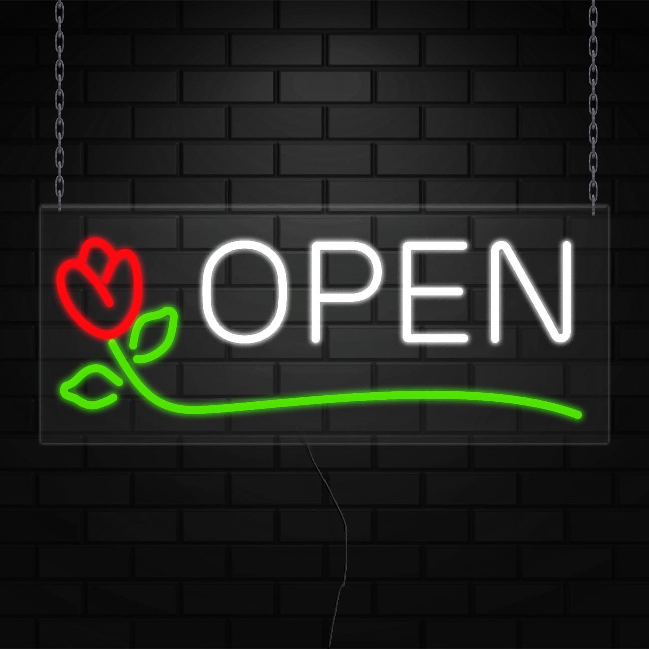 Open (rose) Sign for Business Displays | LED Flex Neon | 32″W x 13″H x 1″D