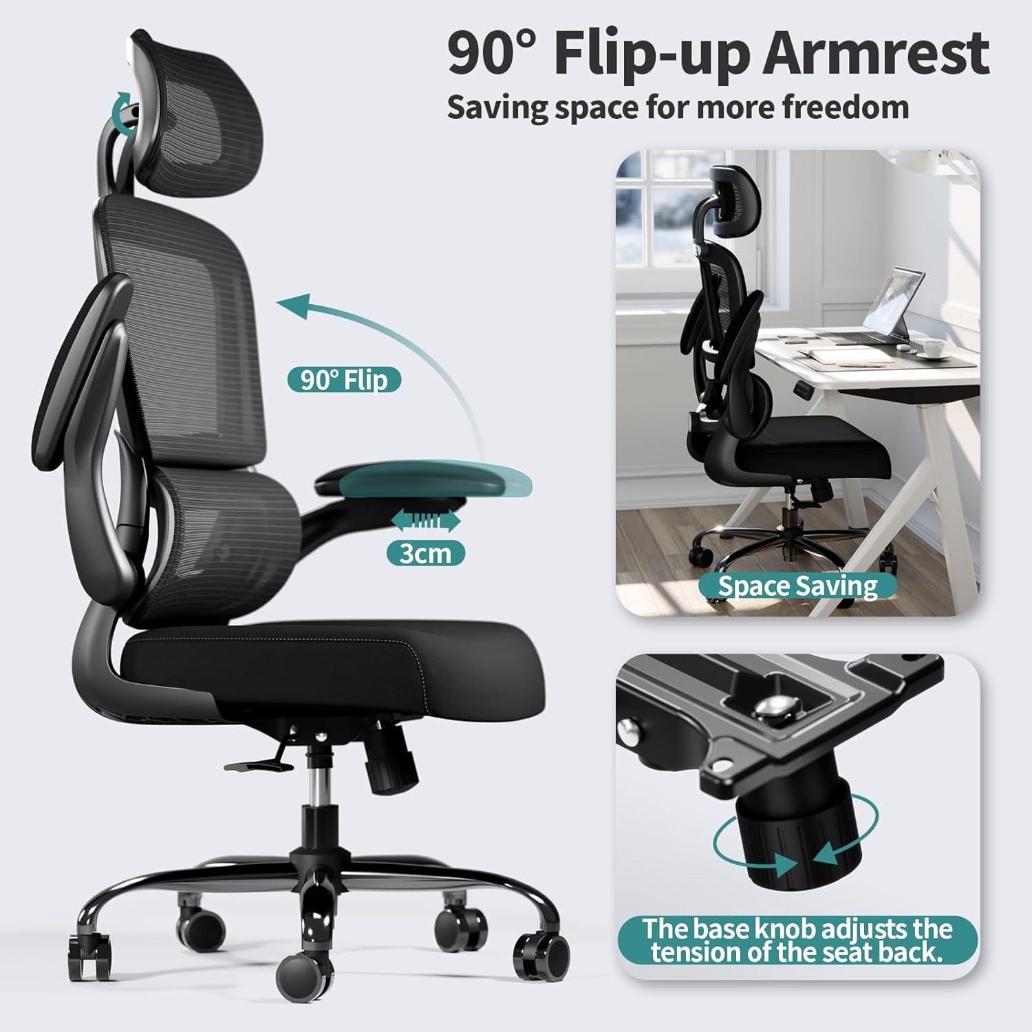 TRALT Ergonomic Mesh Office Chair – 330LBS, Adjustable Lumbar, Lifetime Warranty