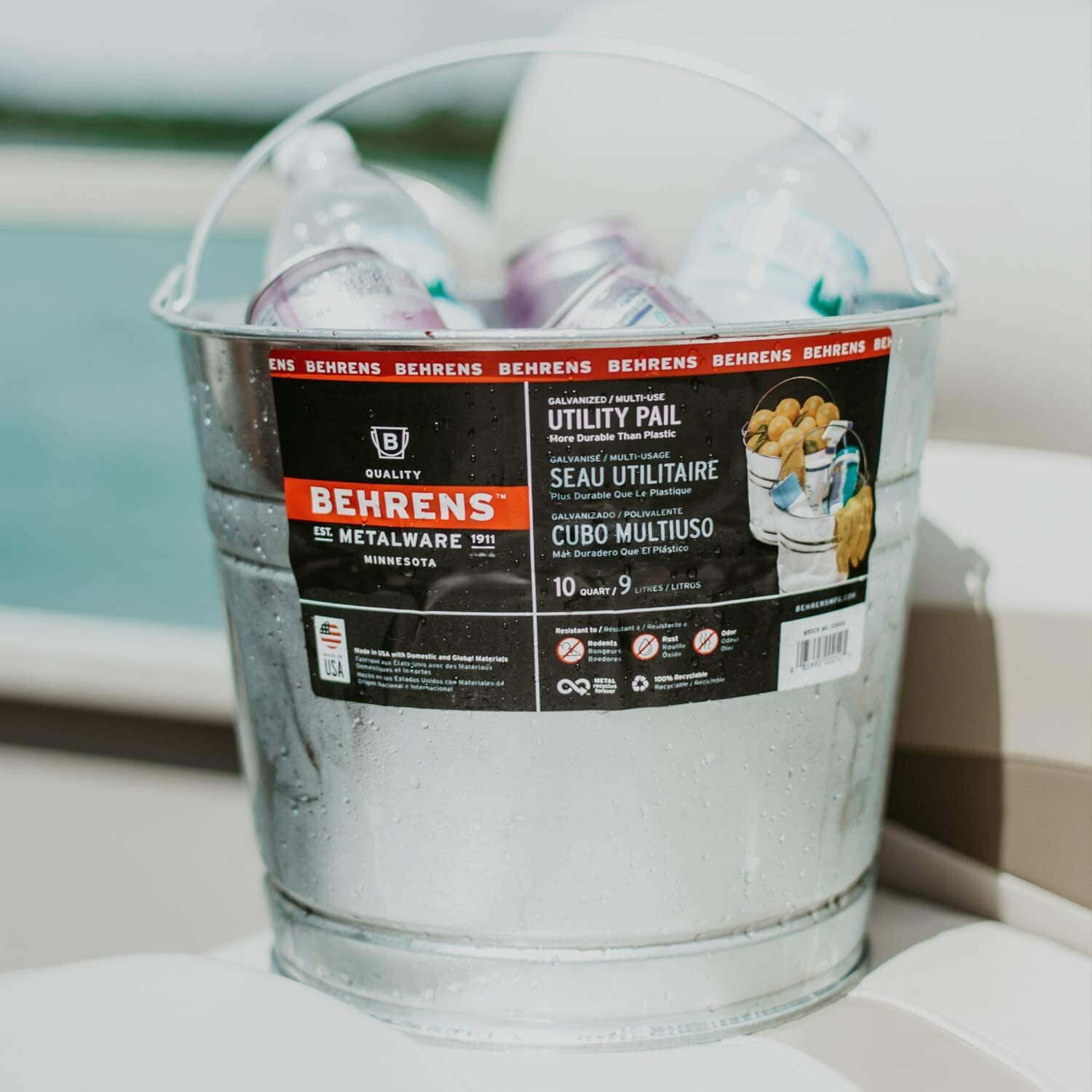 10 qt quart Heavy Duty Galvanized SteeL BUCKET rOund Pail BEHRENS 1210GS