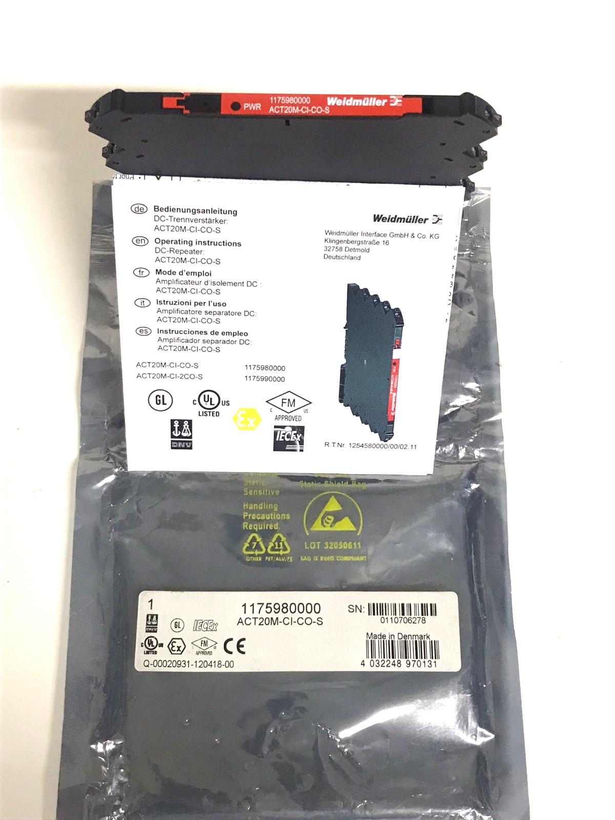 WEIDMULLER 1175980000 ACT20M-CI-CO-S Signal Transmitter