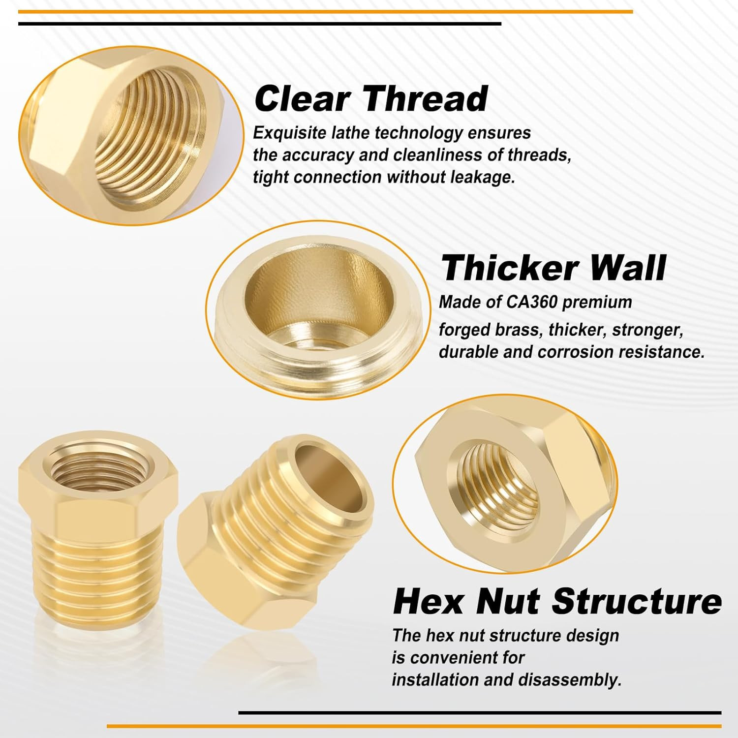 4Pcs Heavy Duty 1/4 NPT Male Thread to 1/8 NPT Female Thread Brass Reducer Hex B
