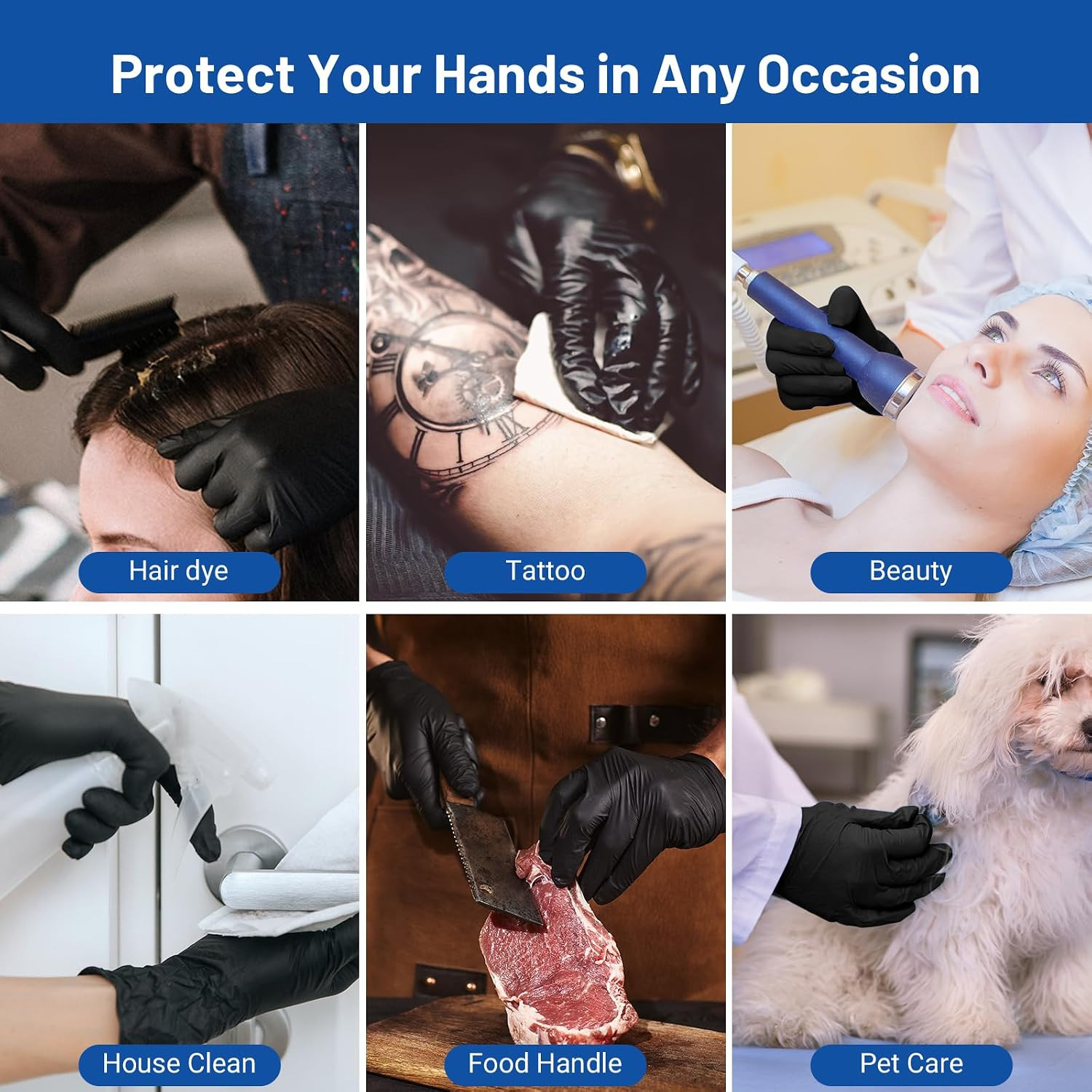 Black Nitrile Gloves Medium Bulk, Case of 1200, 3.5Mil, Latex Free Powder Free