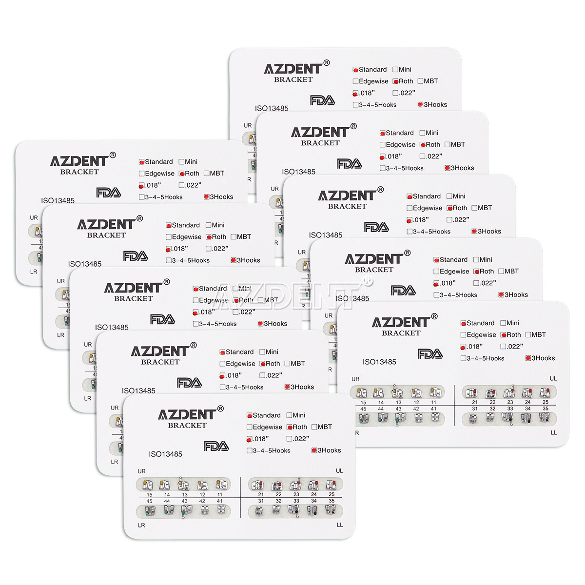 Dental Orthodontic Brackets Braces Mini /Standard Roth /Edgewise /MBT 018 022 AZ