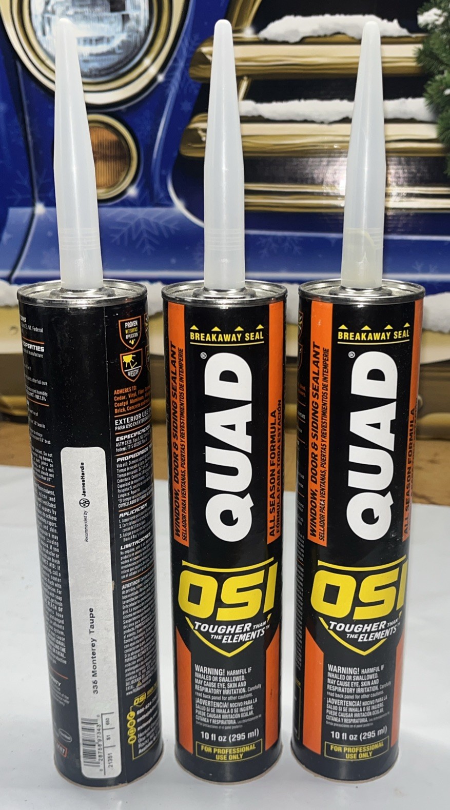 3 Pack! OSI Quad Window Door and Siding Sealant Monterrey Taupe 10 oz
