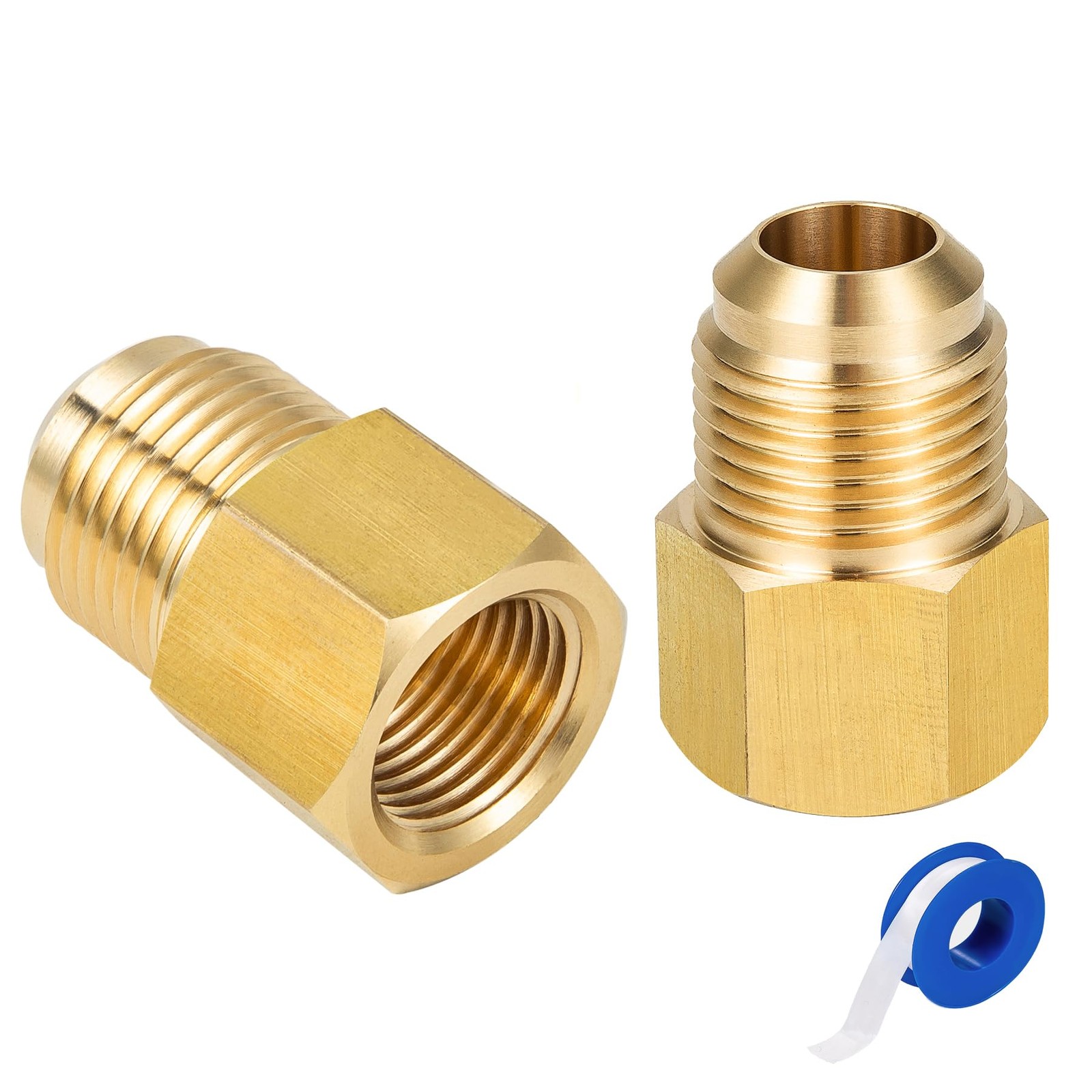 2pcs 3/8 Inch (5/8″-18UNF) Female Flare x 1/2 Inch（3/4″-16UNF）Male Flare Bras…