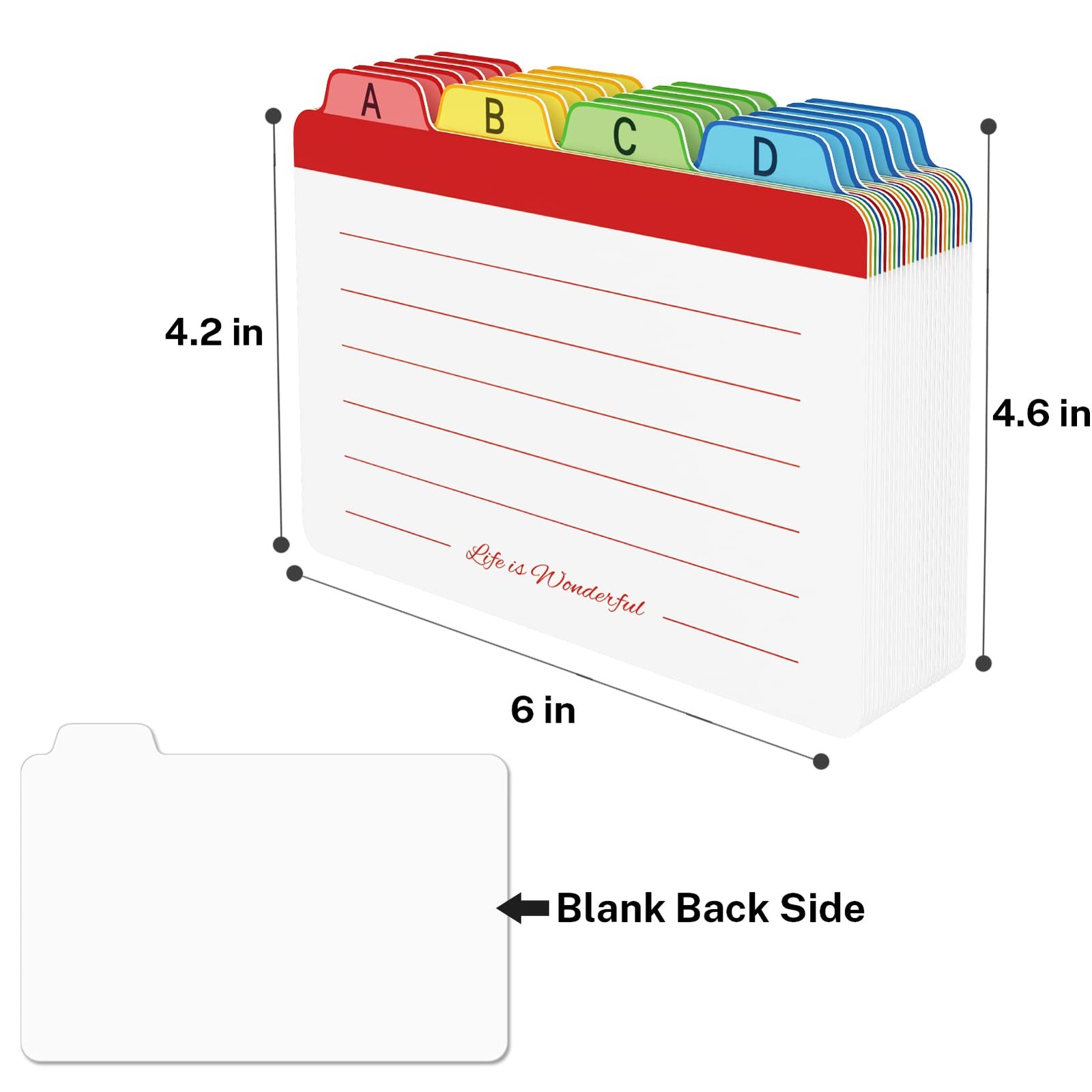 4 x 6 inches Index Card Dividers, Alphabetical 4»x6»-24pack, Normal Pattern