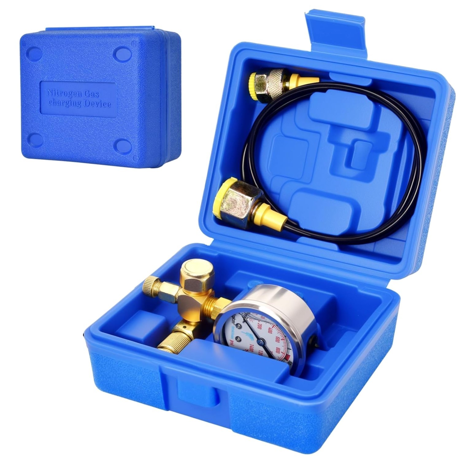 Pro Hydraulic Breaker Nitrogen Charging Kit with 0-1420 PSI Pressure Gauge