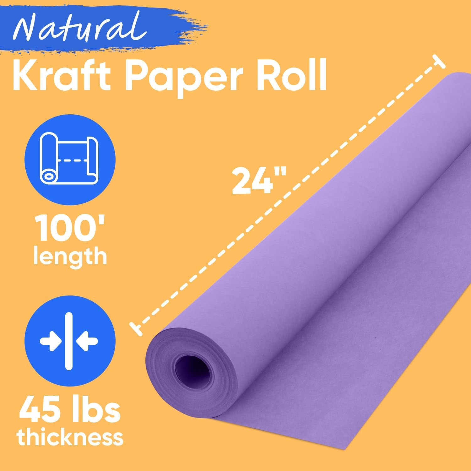 USA Made 24″ X 1200″ Lilac Kraft Paper Roll, 45 Lbs Thickness, American Quality