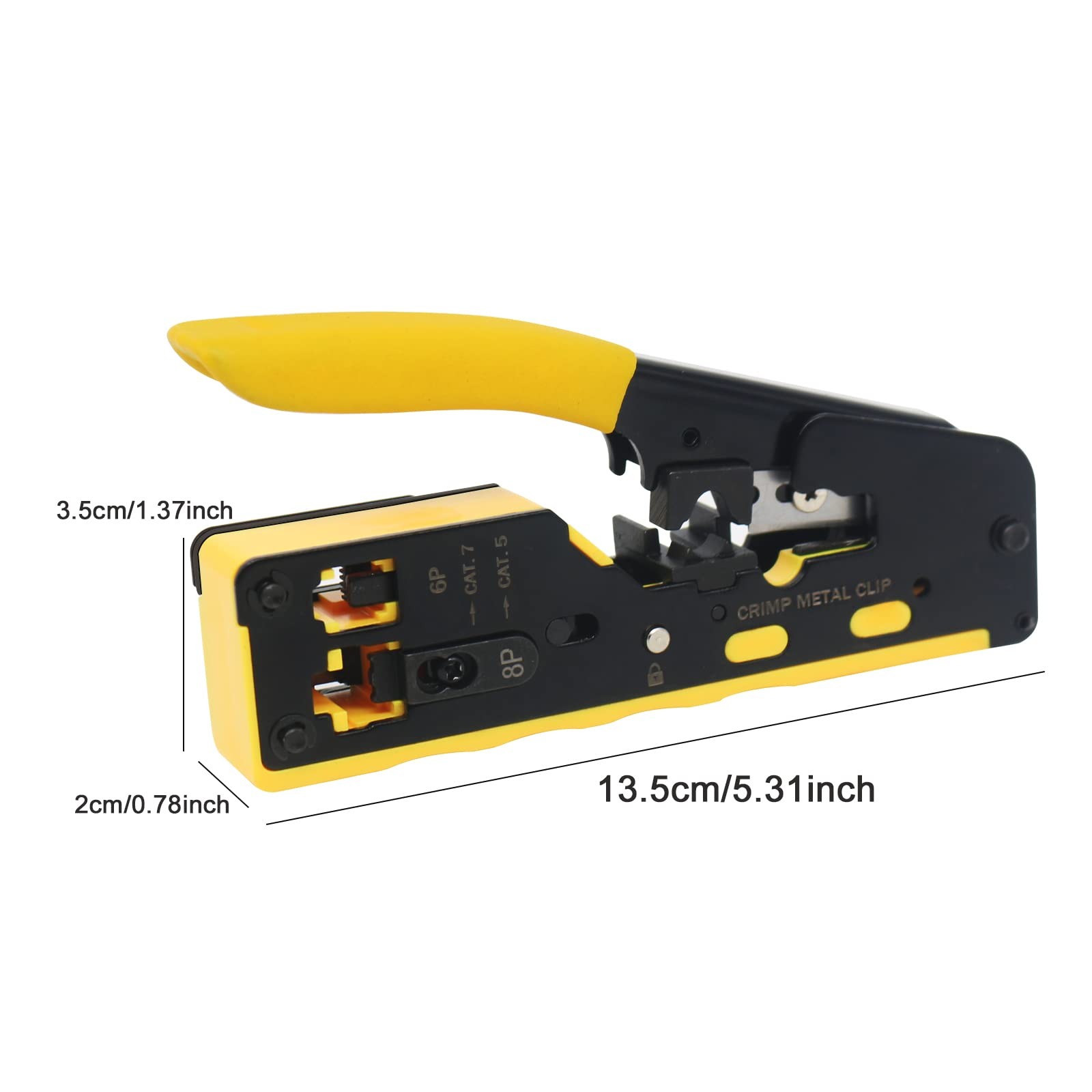 Pass Through RJ45 Crimp Tool / Wire Stripper / Wire Cutter for RJ11/RJ12 Stan…