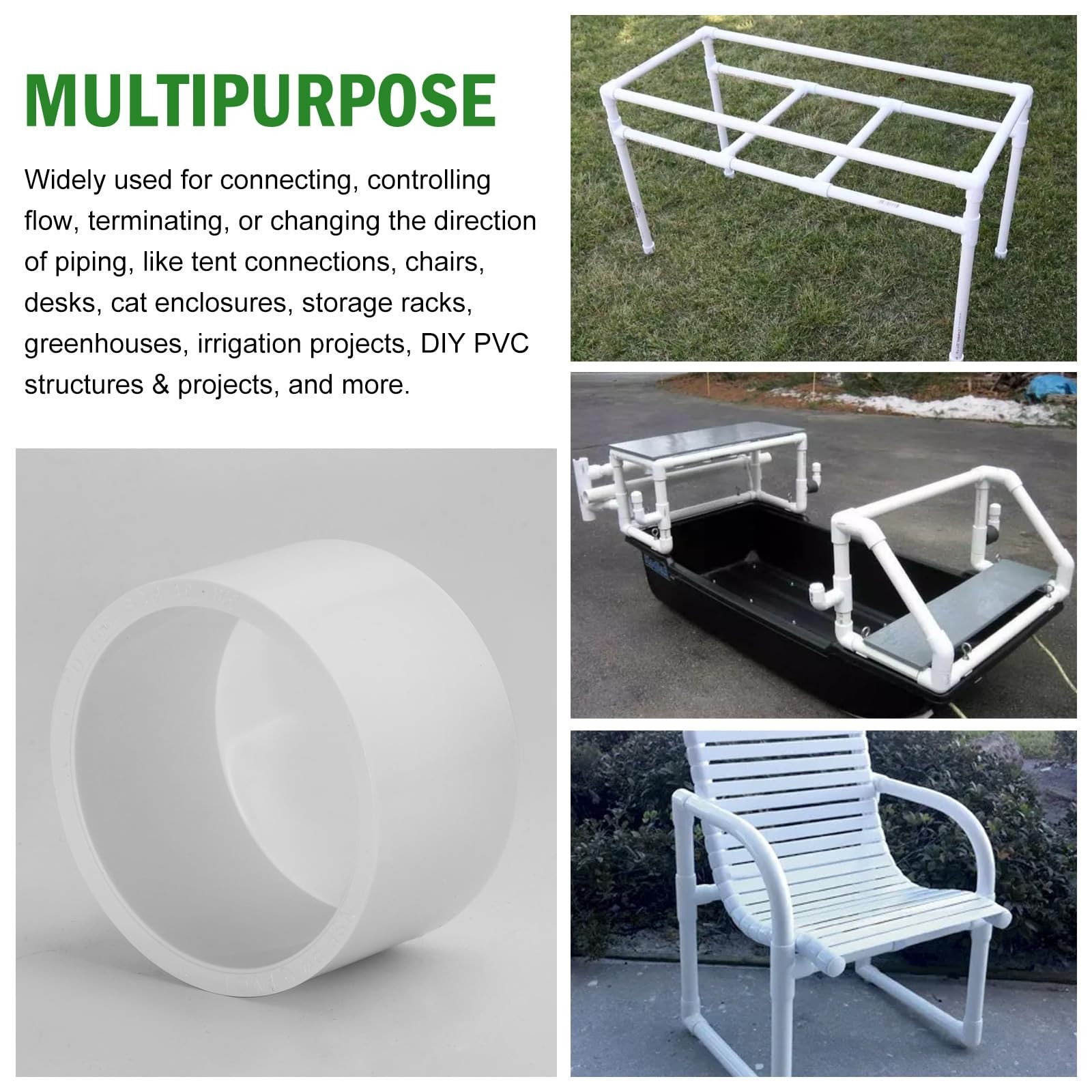 SCH40 PVC Cap 1-1/2 Inch – Fit (Fits Sch40 Pipe Od 1.90″), White