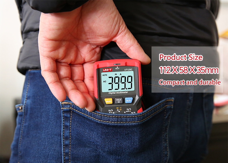 UNI-T Pocket Multimeter Digital NCV AC DC Voltmeter Ammeter Ohm Cap Test UT125C