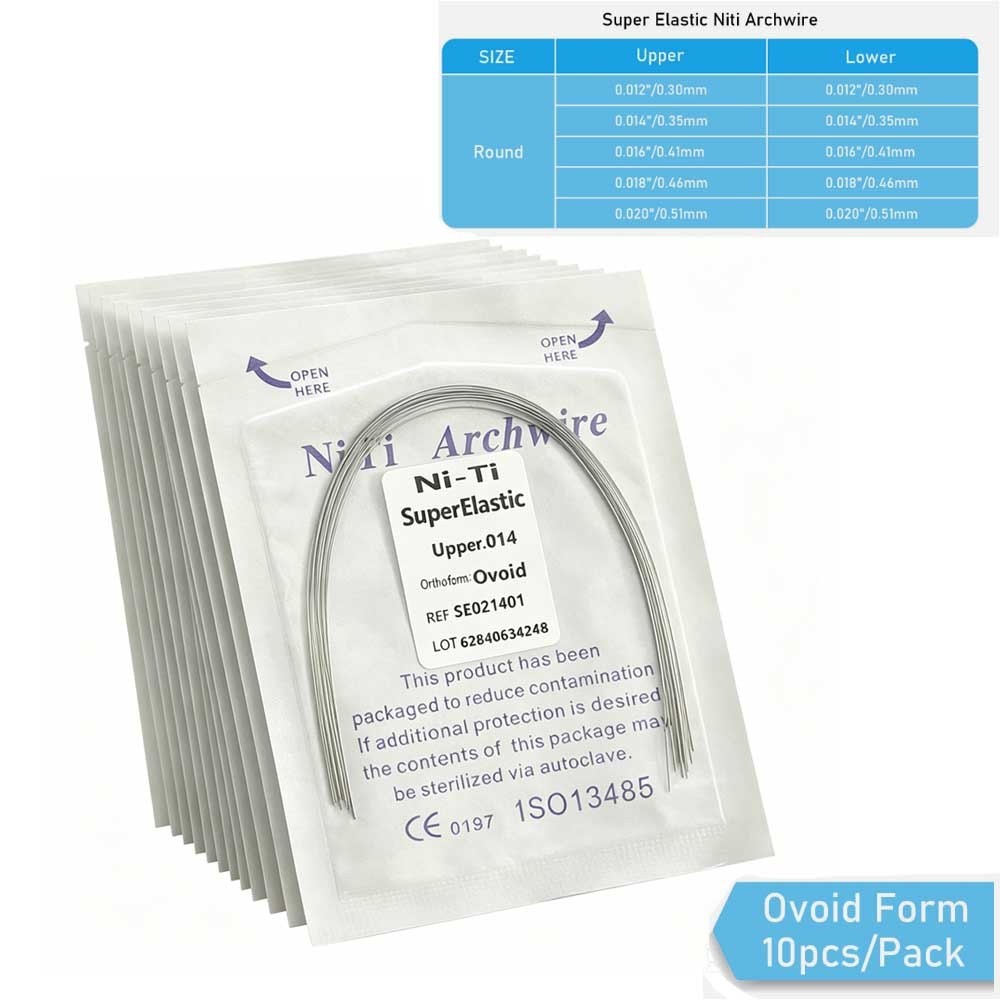 Dental Super Elastic Niti Arch Wire Round Ovoid Form Bracket Braces 10 packs