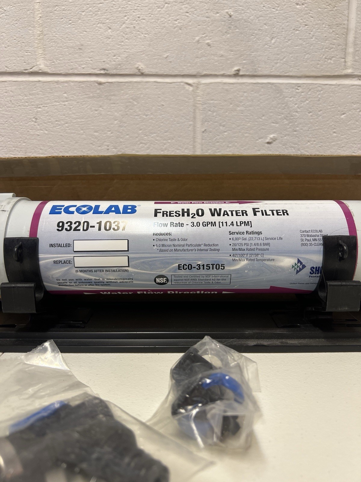Brand New OEM Ecolab FreshHO Water Filter, model number 9320-1037 3.0 GPM