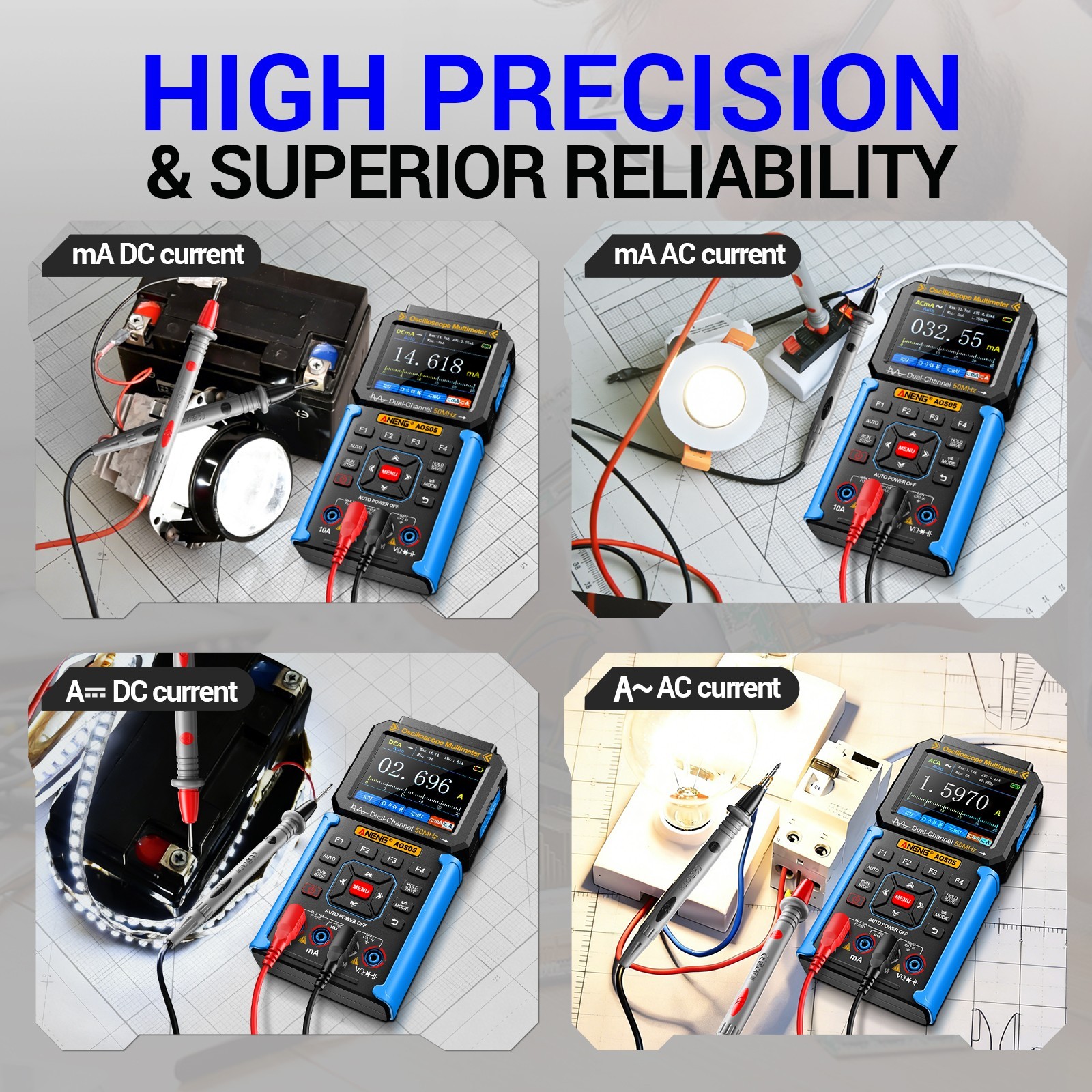 3 IN 1 Digital Handheld Oscilloscope Multimeter Signal Generator 50MHz 200MSa/s