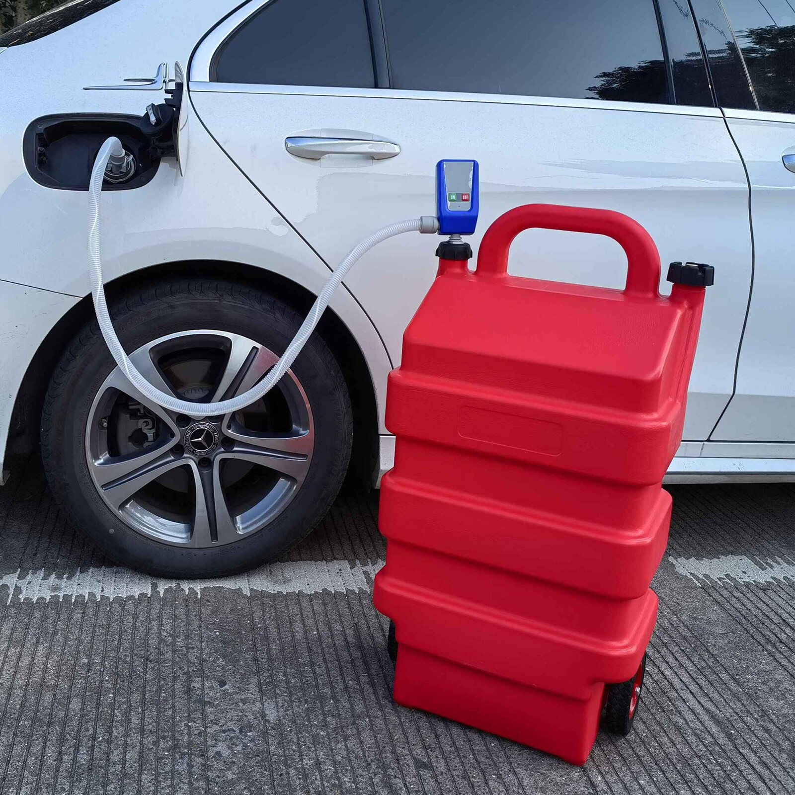 16 Gallon 60L Fuel Caddy Portable Gas Storage Tank with Pump & Hose, Red