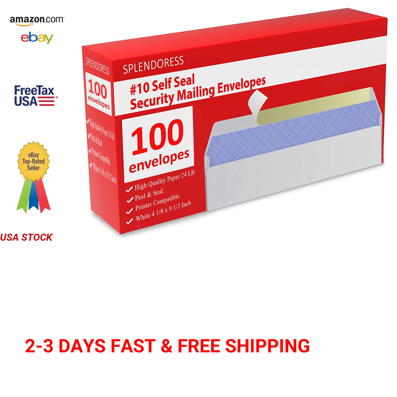 Number 10 Envelopes Self Seal Letter Size Security Pack 100 Tinted White