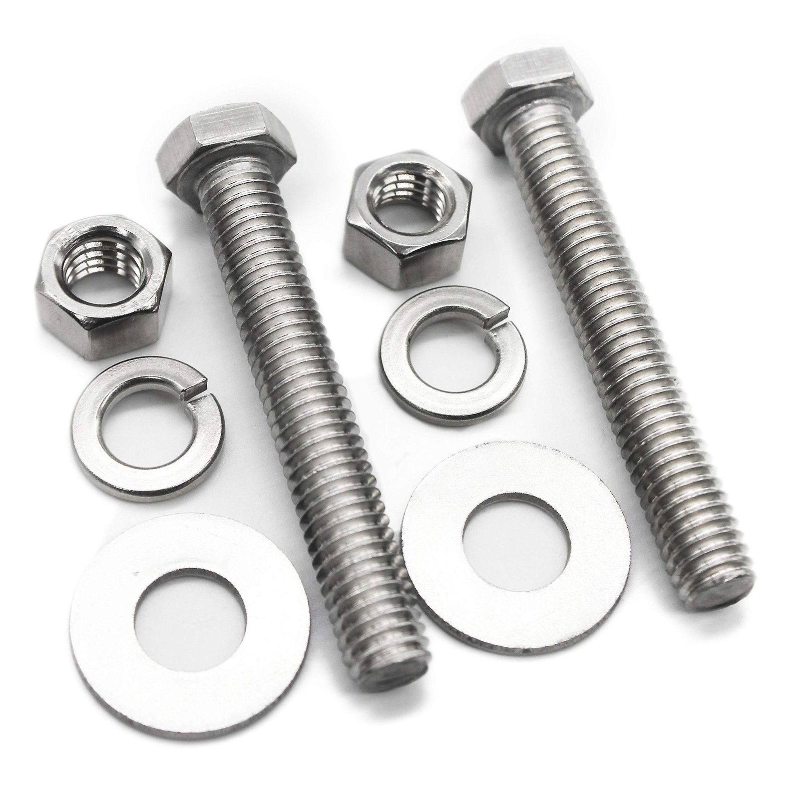 (10 Sets) 1/4-20×2 Stainless Steel Hex Head Screws Bolts, Nuts, Flat & Lock W…