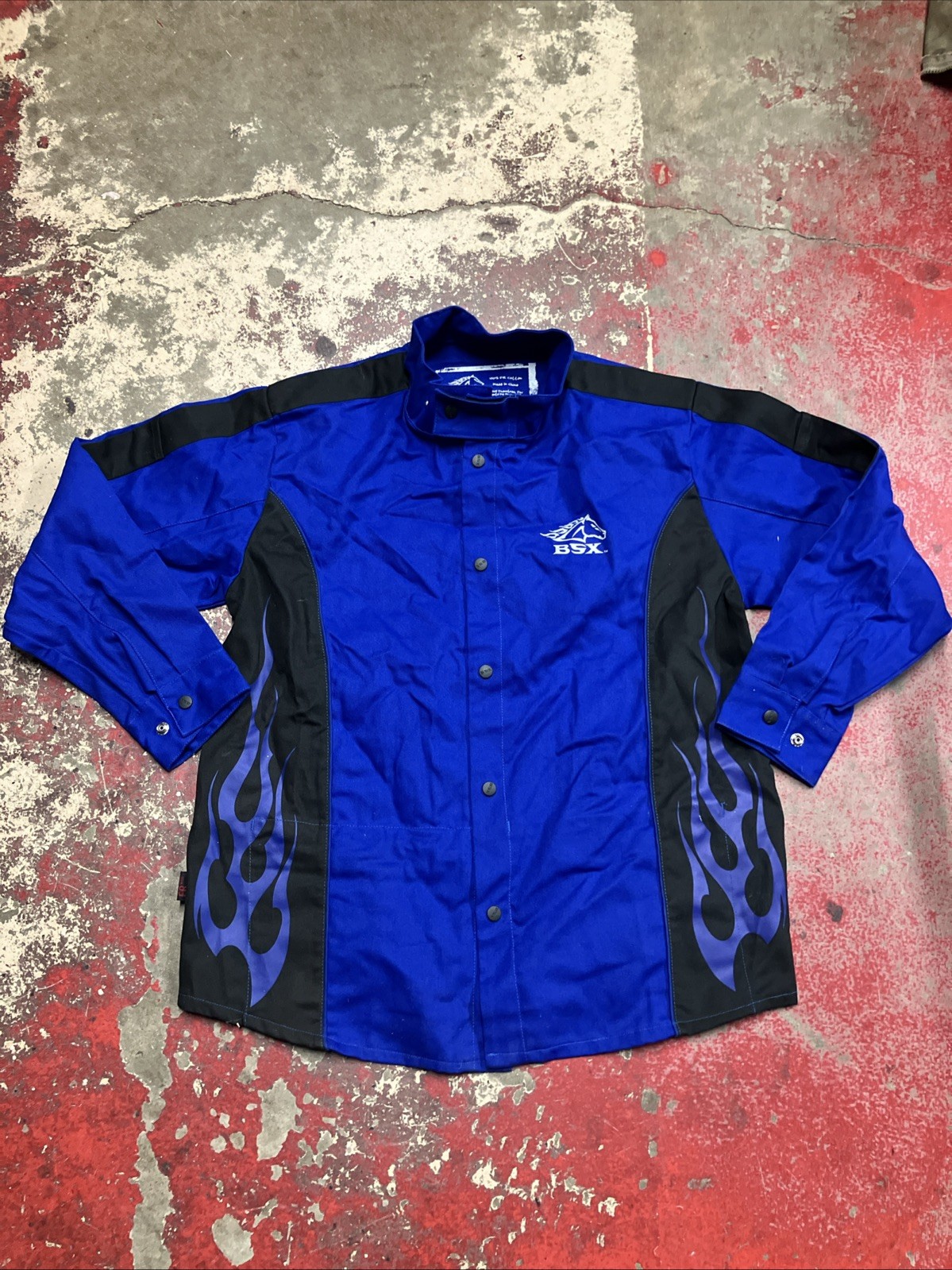 Revco Black Stallion BSX Blue FR Welding Jacket w/Blue Flames LARGE