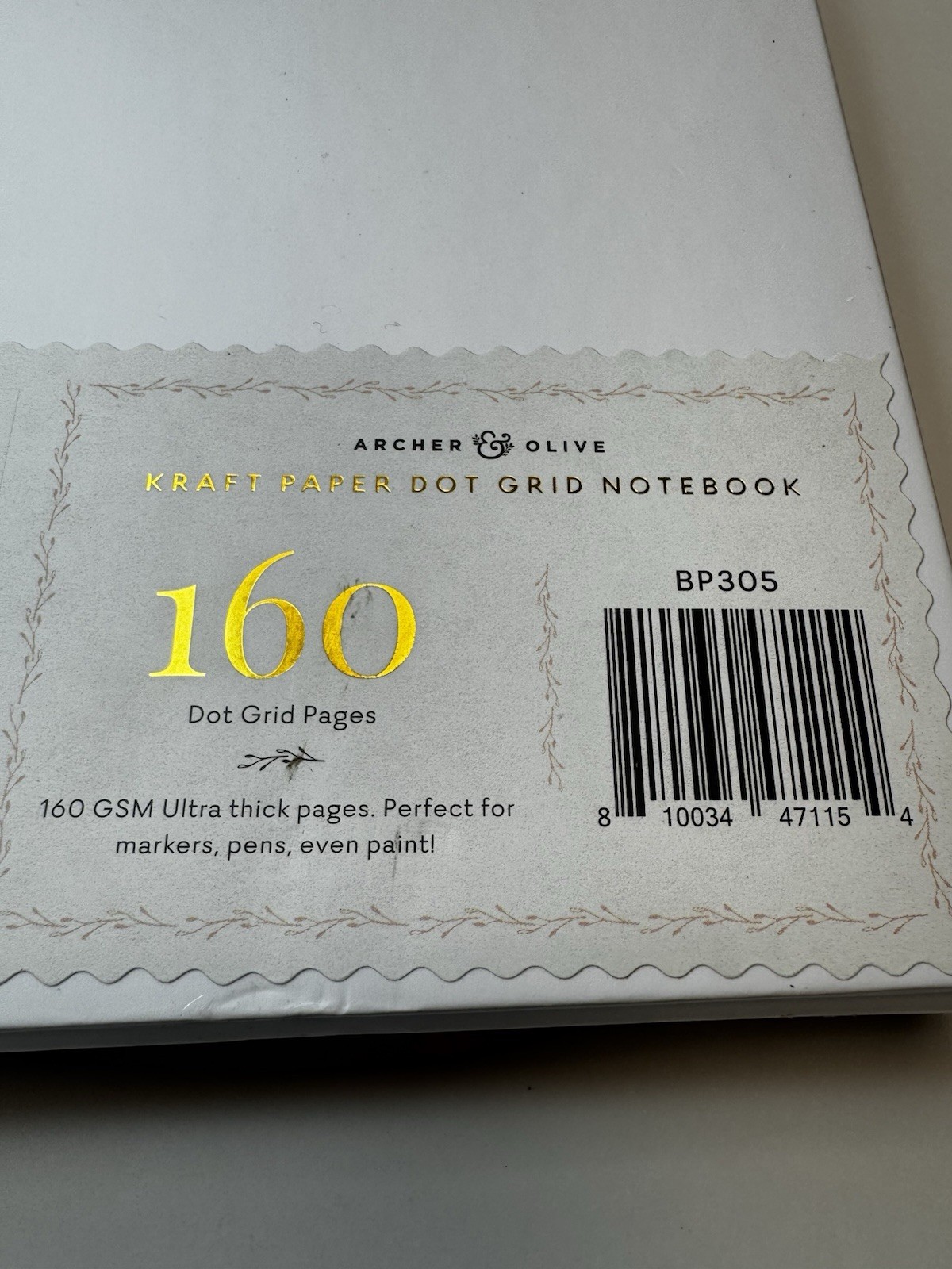Archer & Olive Dot Grid Notebook 160 Ultra Thick Pages Kraft Paper Floral Design