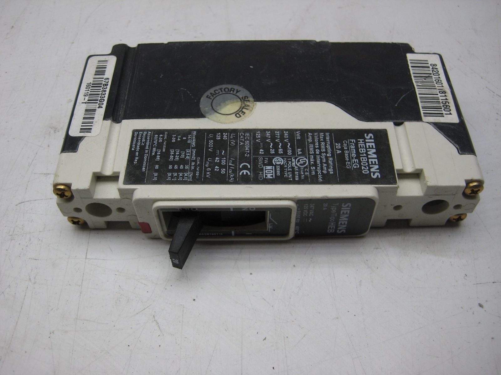 SIEMENS HEB1B020 20A 1POLE BREAKER NSNP