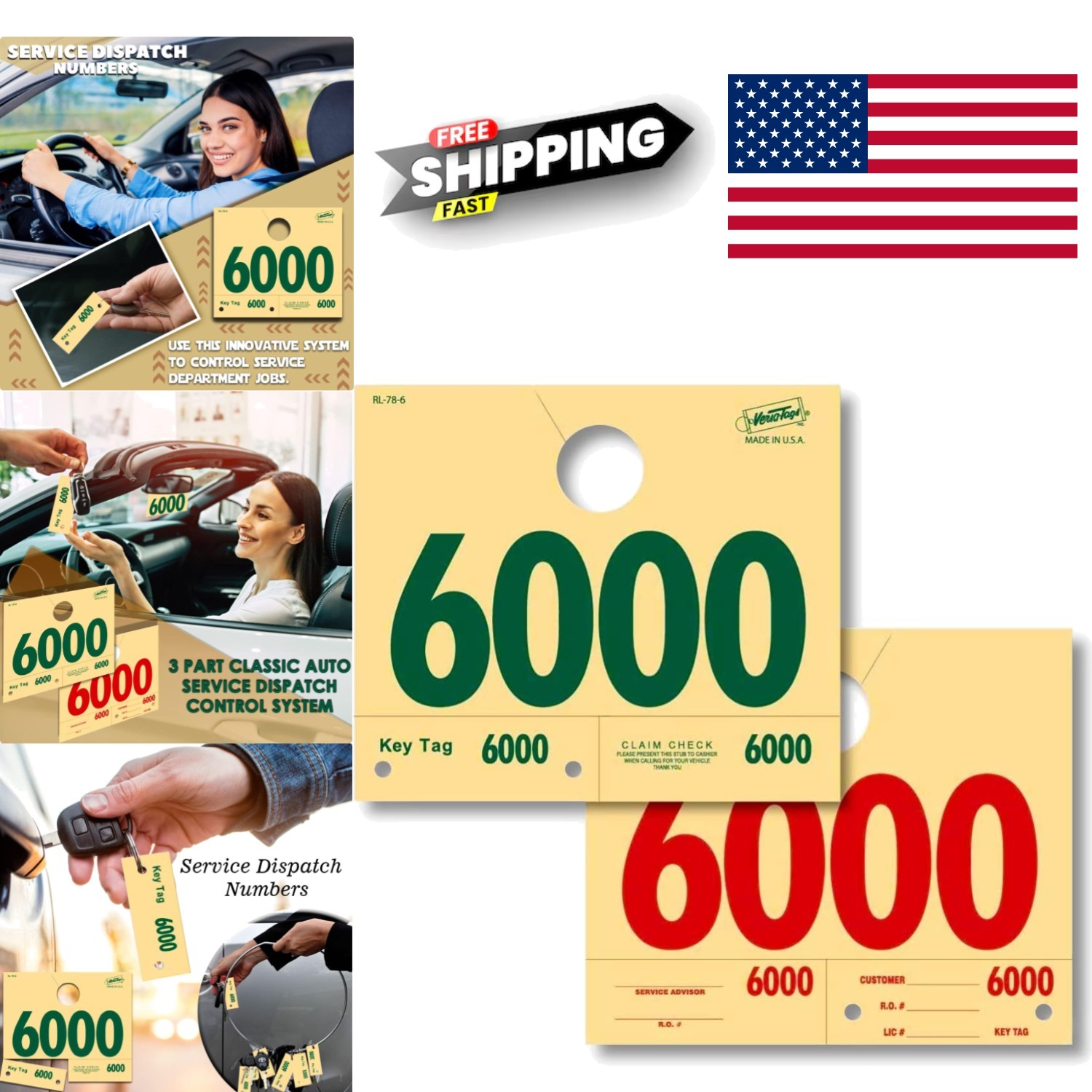 Automotive Service Dispatch Hang Tags 1000 Count Red Green Manila Card Stock