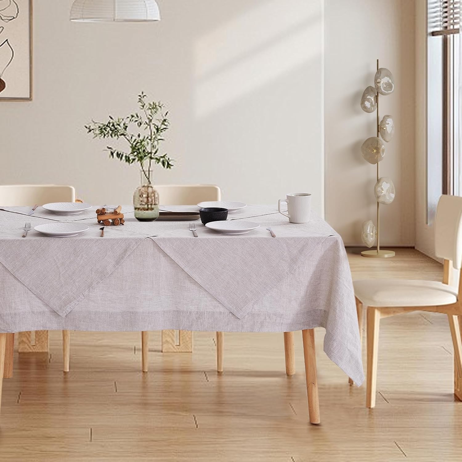 Linen Tablecloth 100% Pure Linen Table Cloth for Rectangle Tables Machine