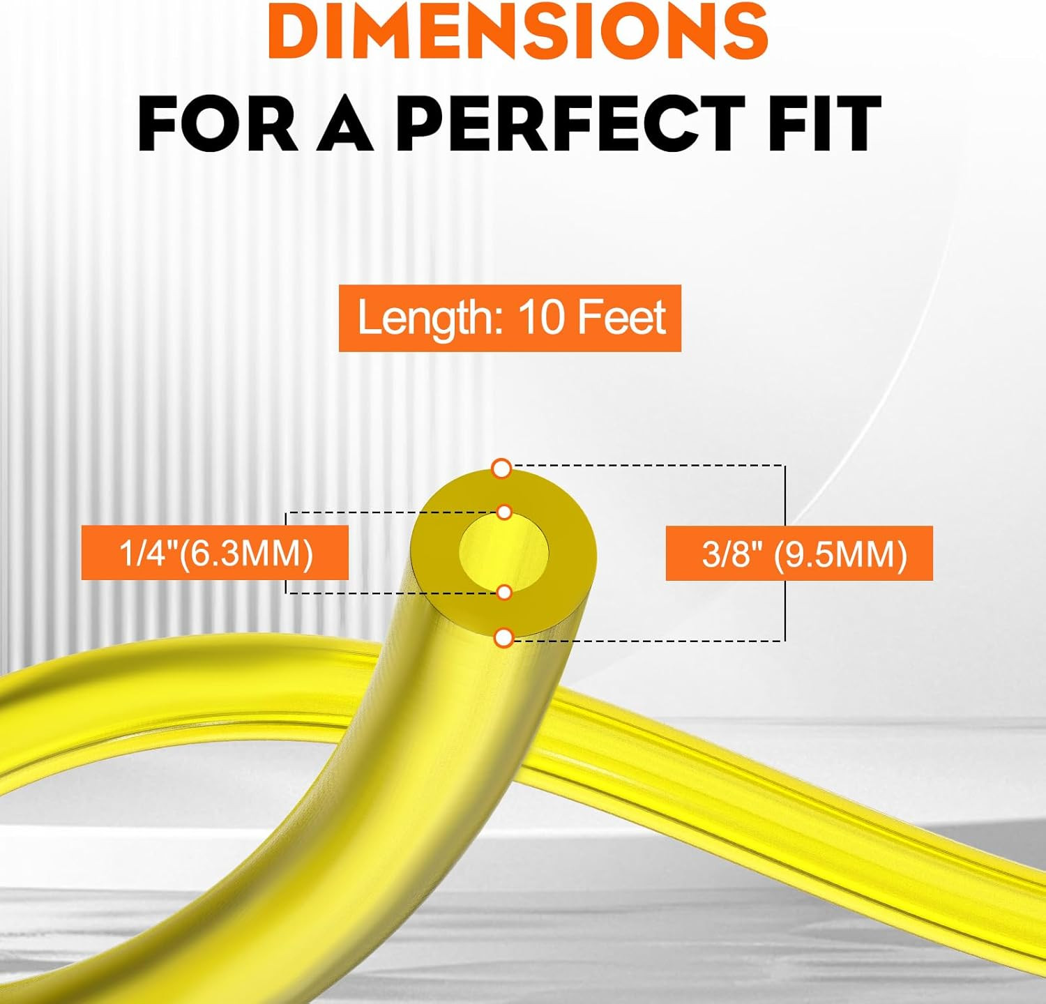 10Ft Fuel Line Hose Tygon Fuel Tube I.D 1/4″ X O.D 3/8″ (6.35 Mm X 9.5 Mm) with