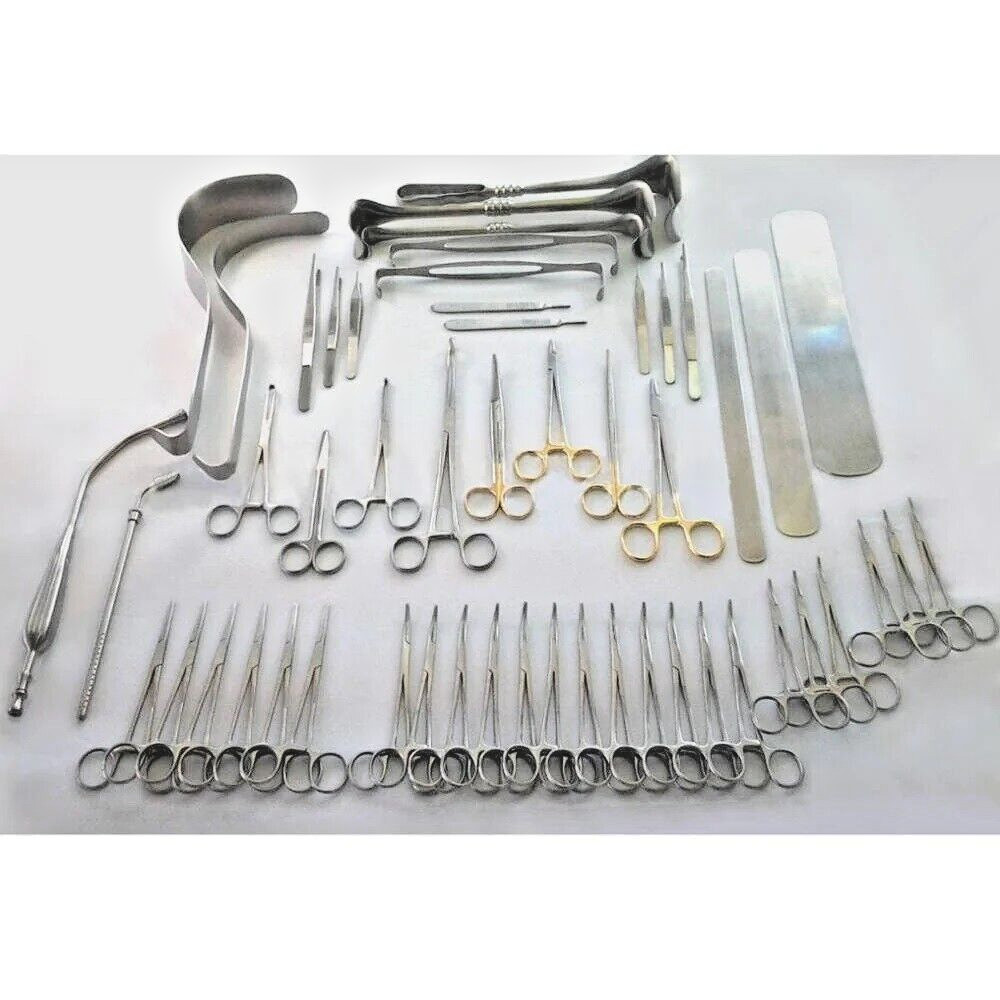 104 Pcs Surgery Laparotomy Instruments Set Medical Abdominal Gold Basic