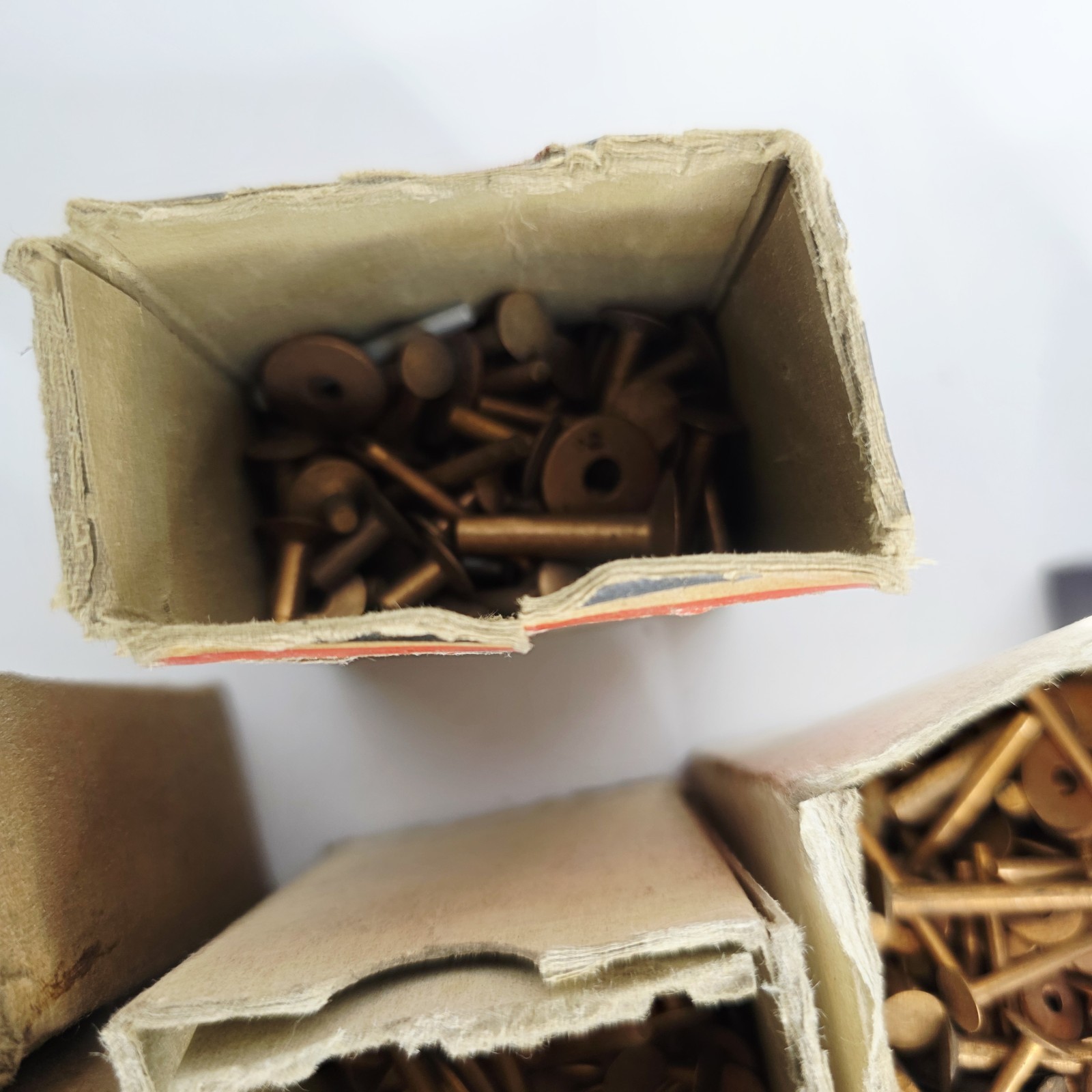 9 Pounds Vintage Copper Steel Belt Fasteners Tubular Rivets Burrs Boxes Lot Bulk