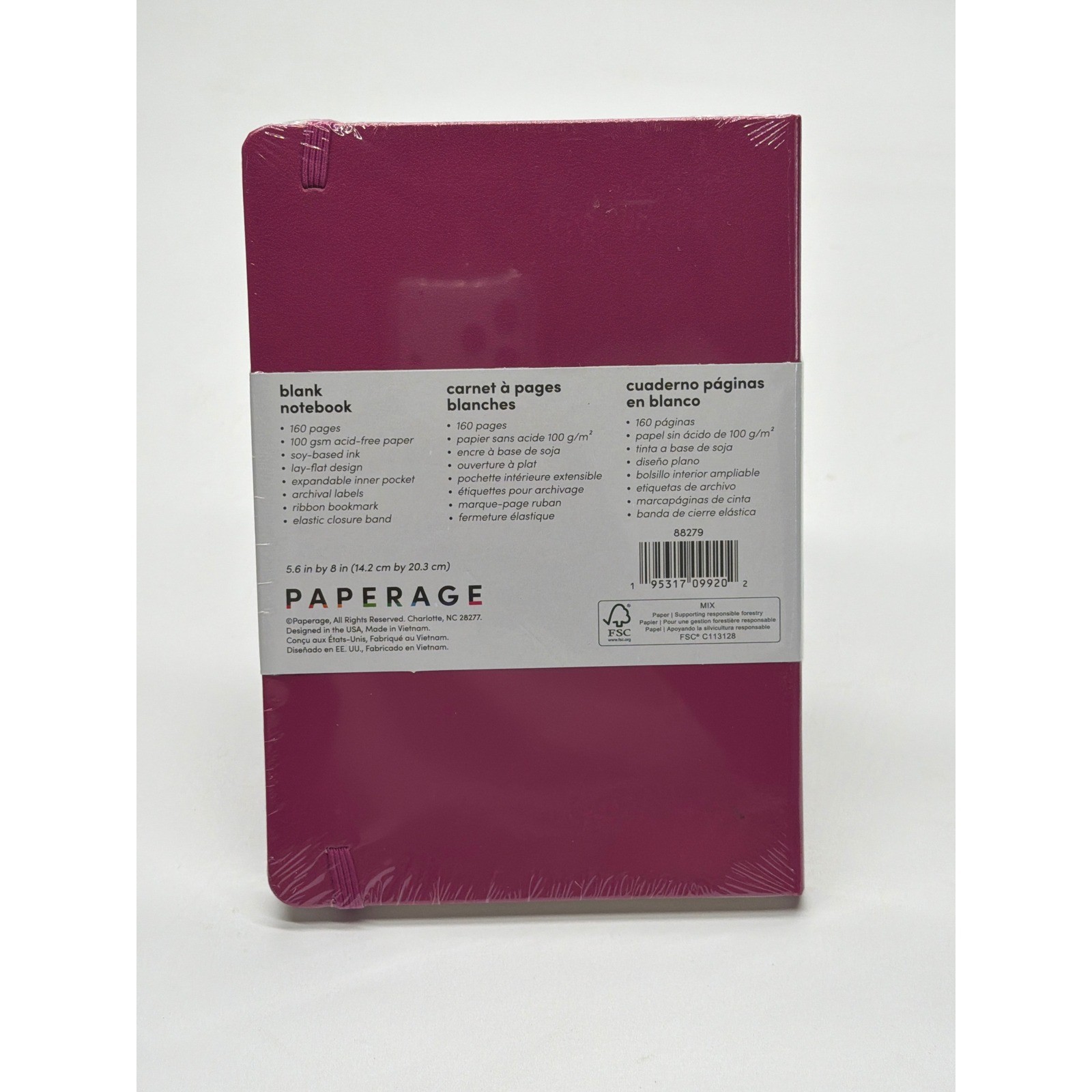 Paperage Blank Notebook Magenta Hardcover 160 Pages 100gsm 5.6×8 Journal NEW